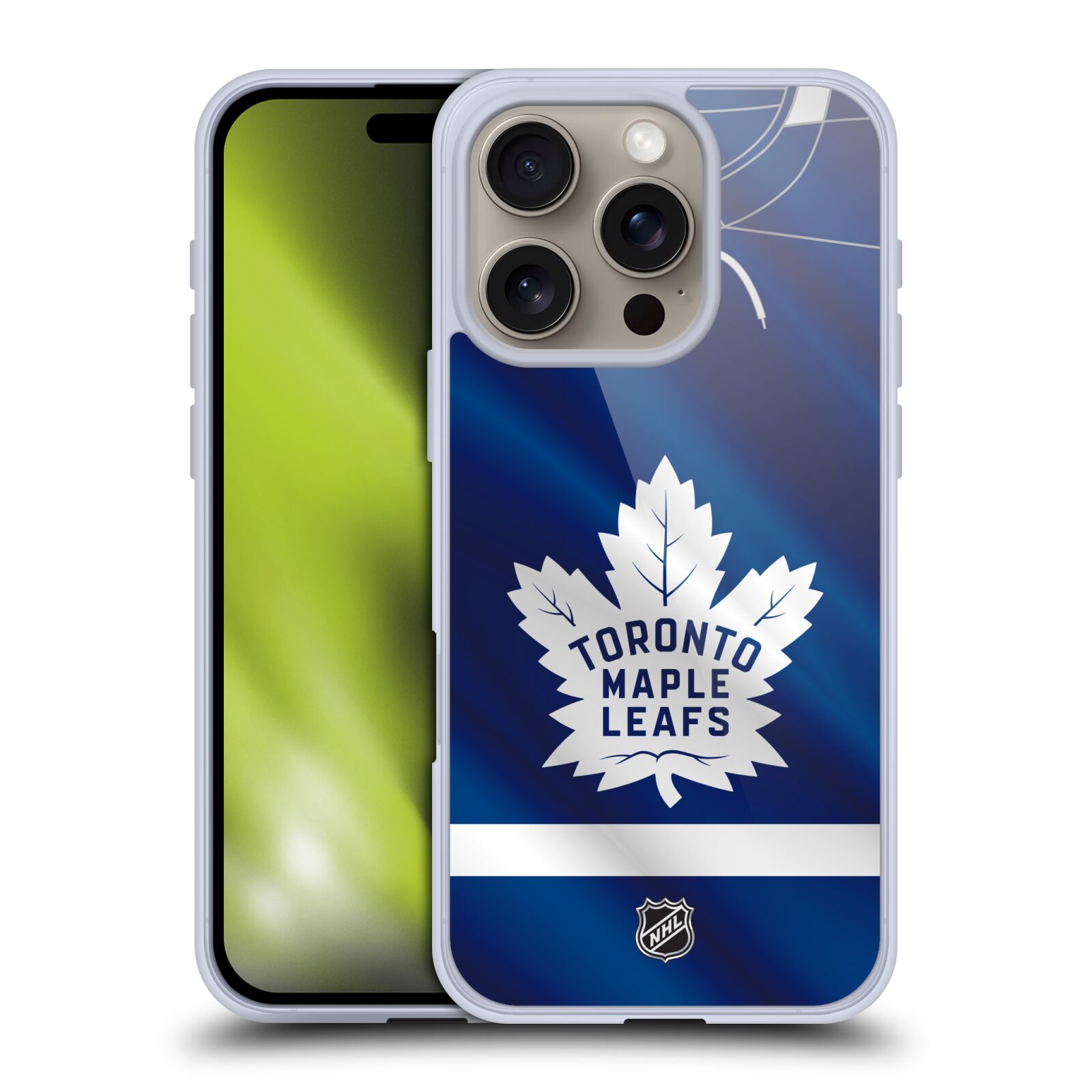 Silikonové lesklé pouzdro Apple iPhone 16 Pro - NHL - Dres Toronto Maple Leafs (Lesklý silikonový kryt, obal, pouzdro na mobilní telefon Apple iPhone 16 Pro s licencovaným motivem NHL - Dres Toronto Maple Leafs)