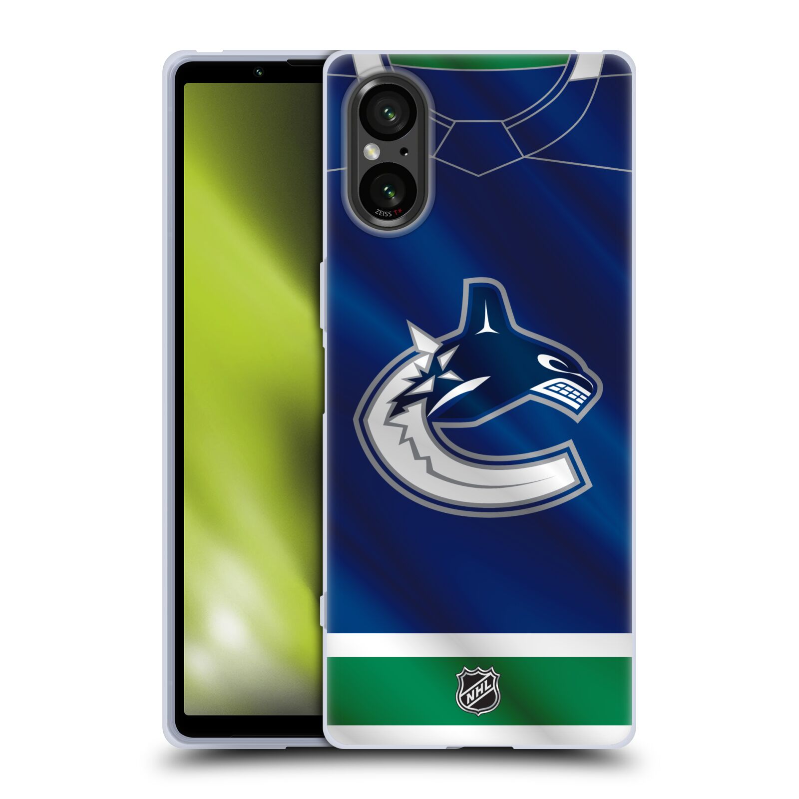 Silikonové pouzdro - Sony Xperia 5 V - NHL - Dres Vancouver Canucks (Silikonový kryt, obal, pouzdro na mobilní telefon Sony Xperia 5 V s licencovaným motivem NHL - Dres Vancouver Canucks)