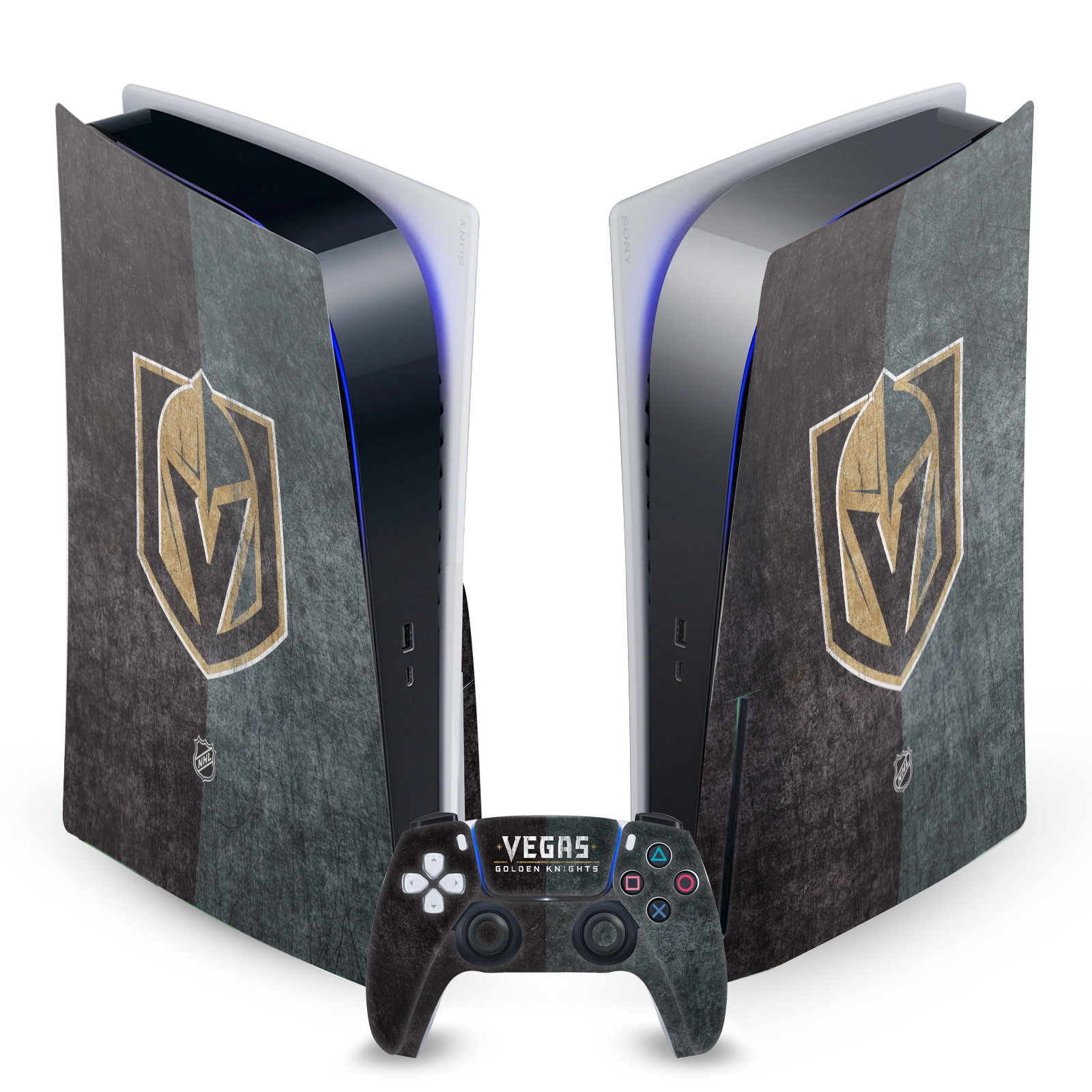 OFFICIAL NHL VEGAS GOLDEN KNIGHTS VINYL SKIN FOR SONY PS5 DISC EDITION BUNDLE