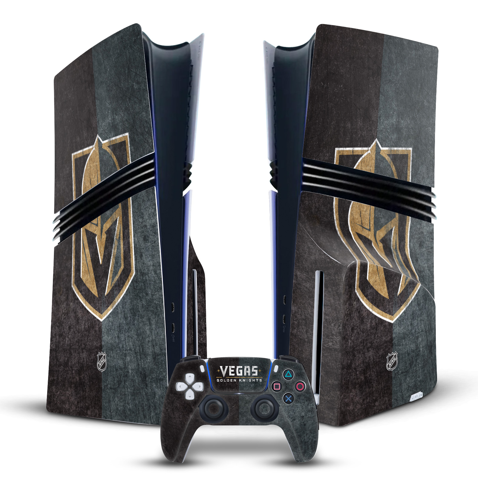 NHL VEGAS GOLDEN KNIGHTS VINYL SKIN FOR SONY PS5 PRO DISC EDITION BUNDLE