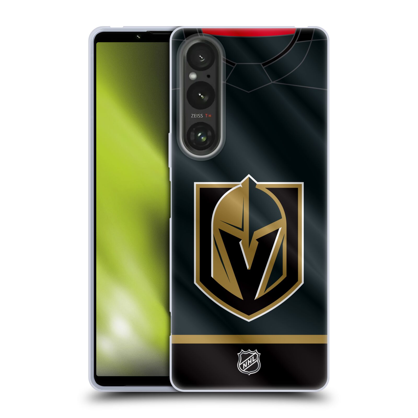 Silikonové pouzdro - Sony Xperia 1 V - NHL - Dres Vegas Golden Knights (Silikonový kryt, obal, pouzdro na mobilní telefon Sony Xperia 1 V s licencovaným motivem NHL - Dres Vegas Golden Knights)