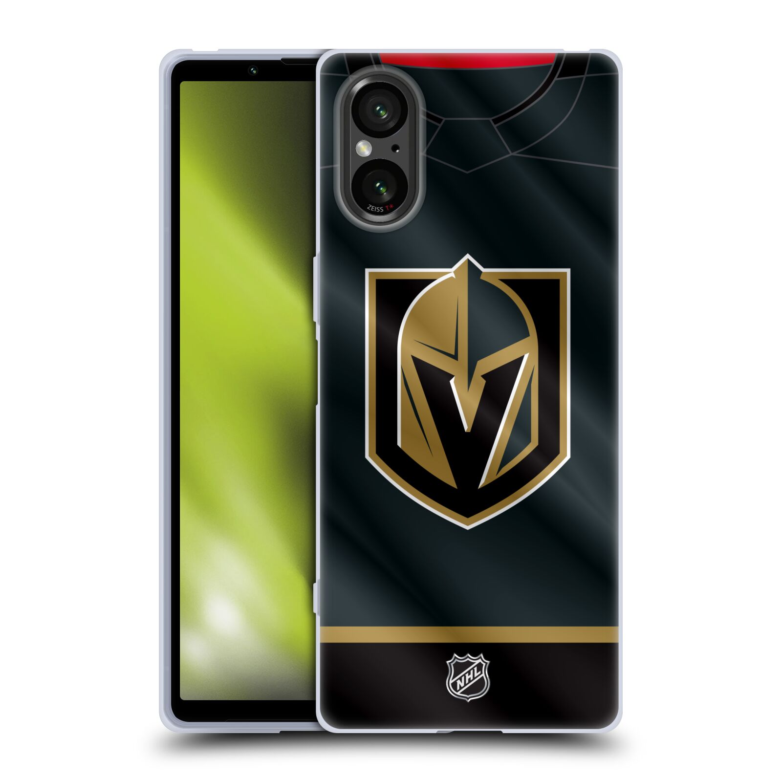 Silikonové pouzdro - Sony Xperia 5 V - NHL - Dres Vegas Golden Knights (Silikonový kryt, obal, pouzdro na mobilní telefon Sony Xperia 5 V s licencovaným motivem NHL - Dres Vegas Golden Knights)