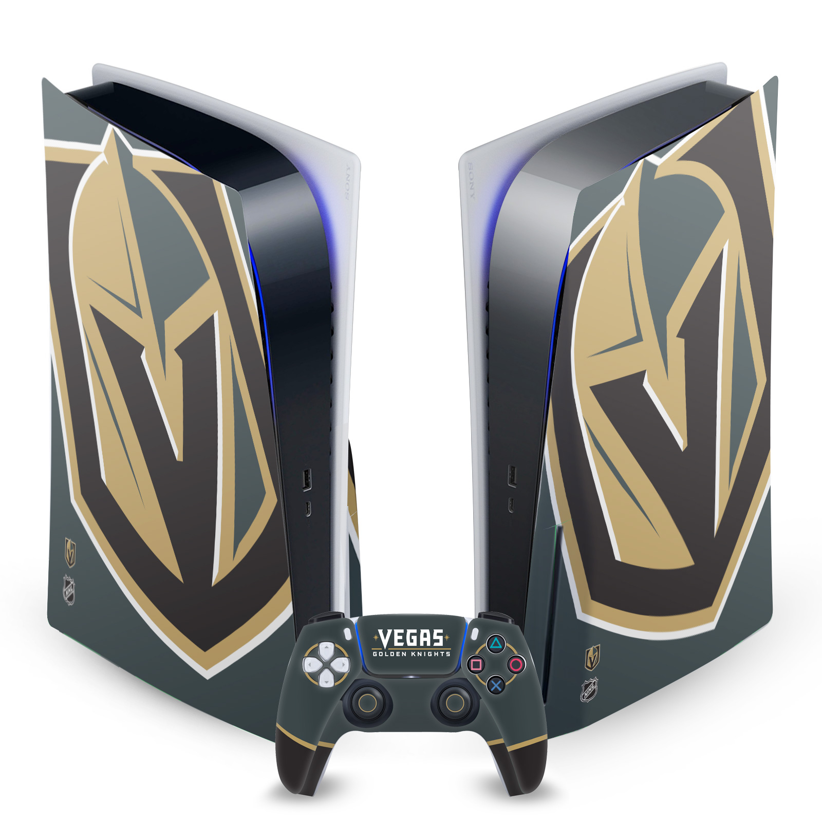 OFFICIAL NHL VEGAS GOLDEN KNIGHTS VINYL SKIN FOR SONY PS5 DISC EDITION BUNDLE