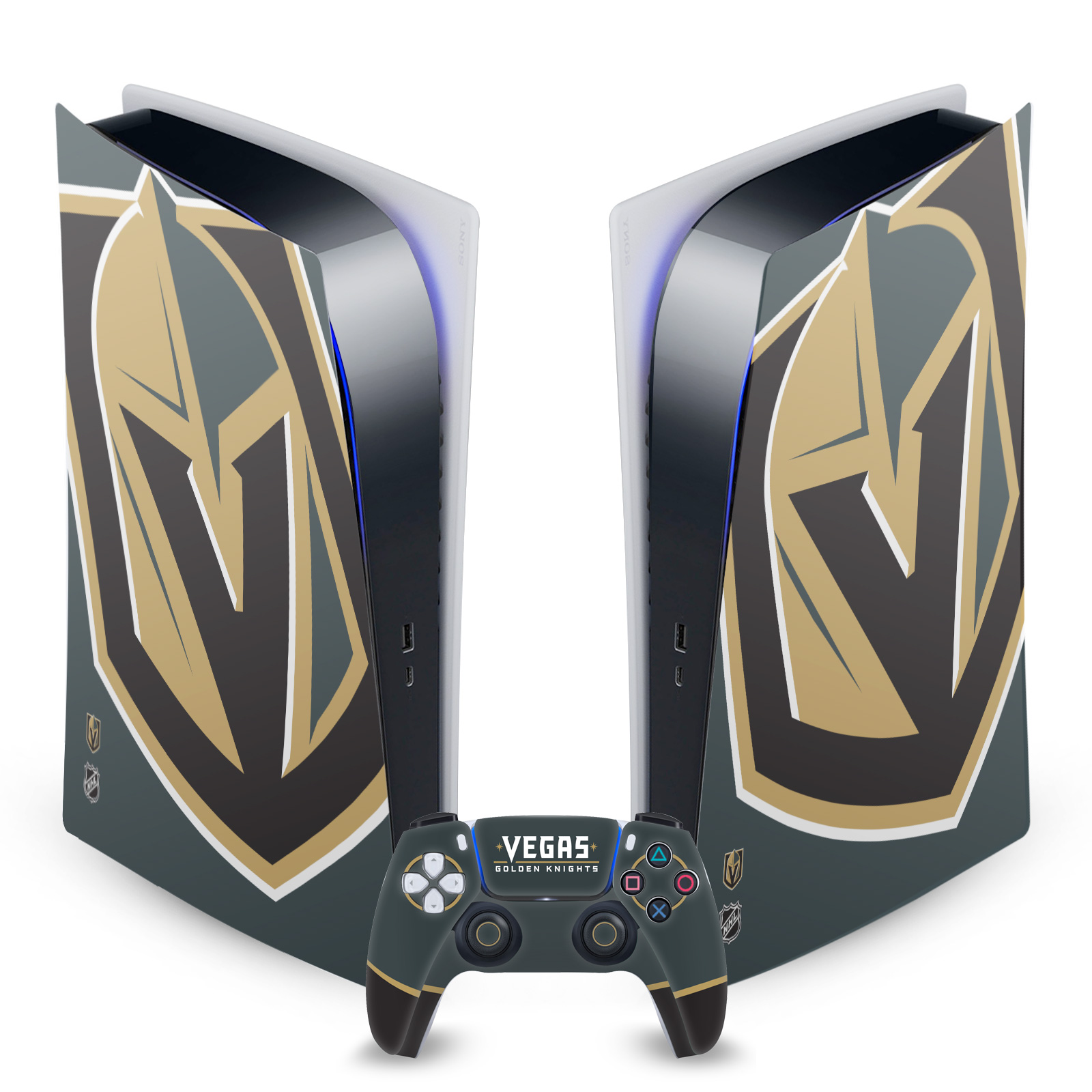 OFFICIAL NHL VEGAS GOLDEN KNIGHTS VINYL SKIN FOR SONY PS5 DIGITAL EDITION BUNDLE