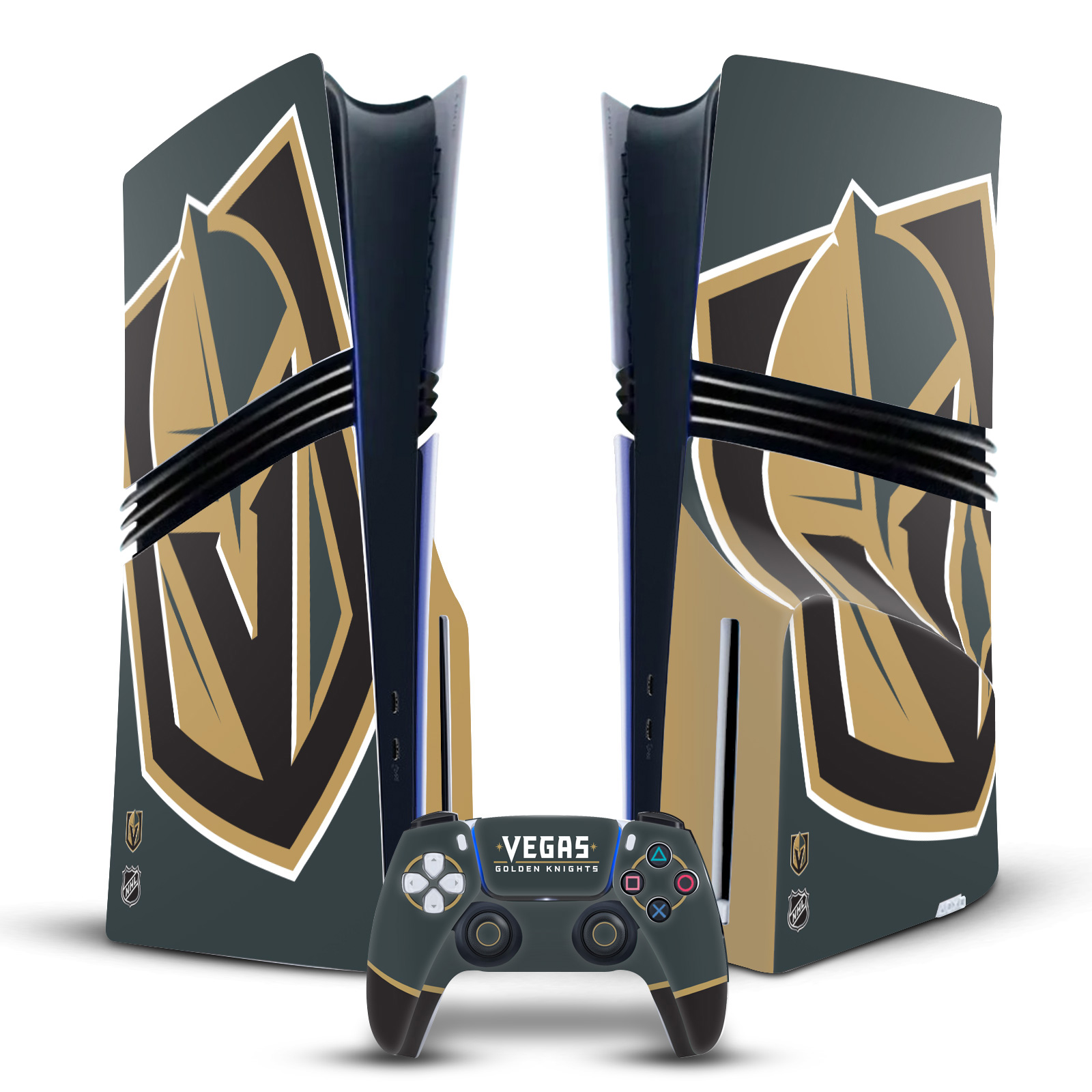 NHL VEGAS GOLDEN KNIGHTS VINYL SKIN FOR SONY PS5 PRO DISC EDITION BUNDLE