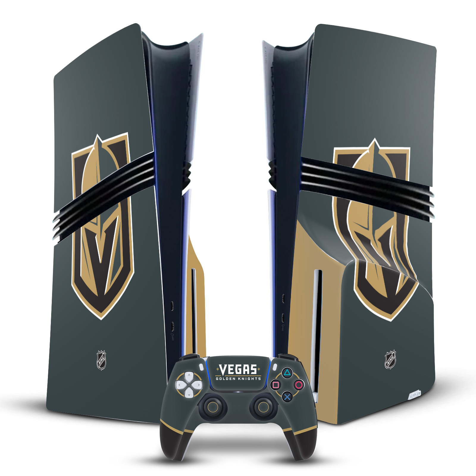 NHL VEGAS GOLDEN KNIGHTS VINYL SKIN FOR SONY PS5 PRO DISC EDITION BUNDLE