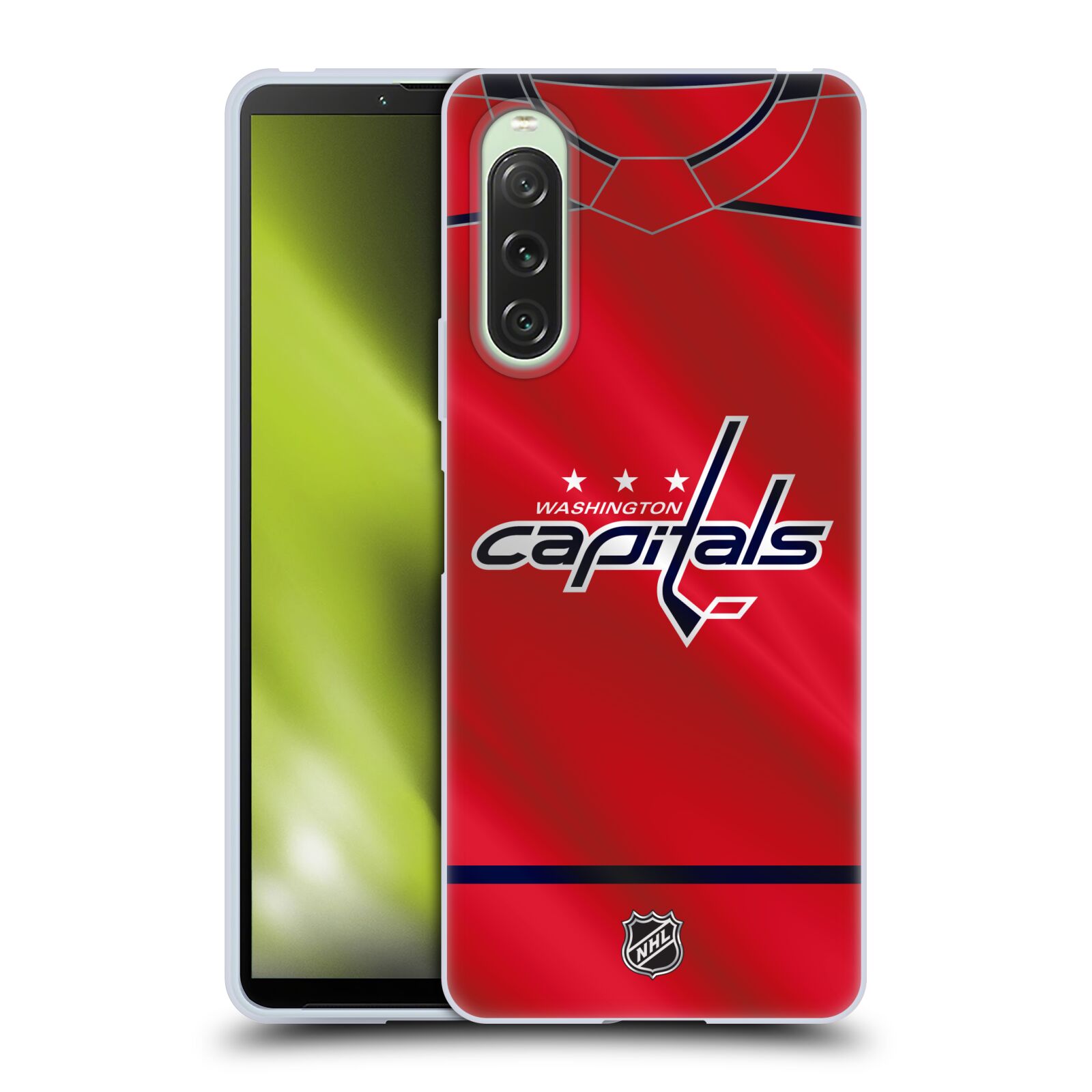 Silikonové pouzdro - Sony Xperia 10 V - NHL - Dres Washington Capitals (Silikonový kryt, obal, pouzdro na mobilní telefon Sony Xperia 10 V s licencovaným motivem NHL - Dres Washington Capitals)