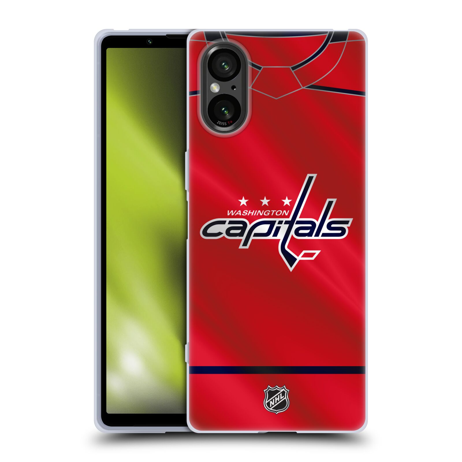 Silikonové pouzdro - Sony Xperia 5 V - NHL - Dres Washington Capitals (Silikonový kryt, obal, pouzdro na mobilní telefon Sony Xperia 5 V s licencovaným motivem NHL - Dres Washington Capitals)