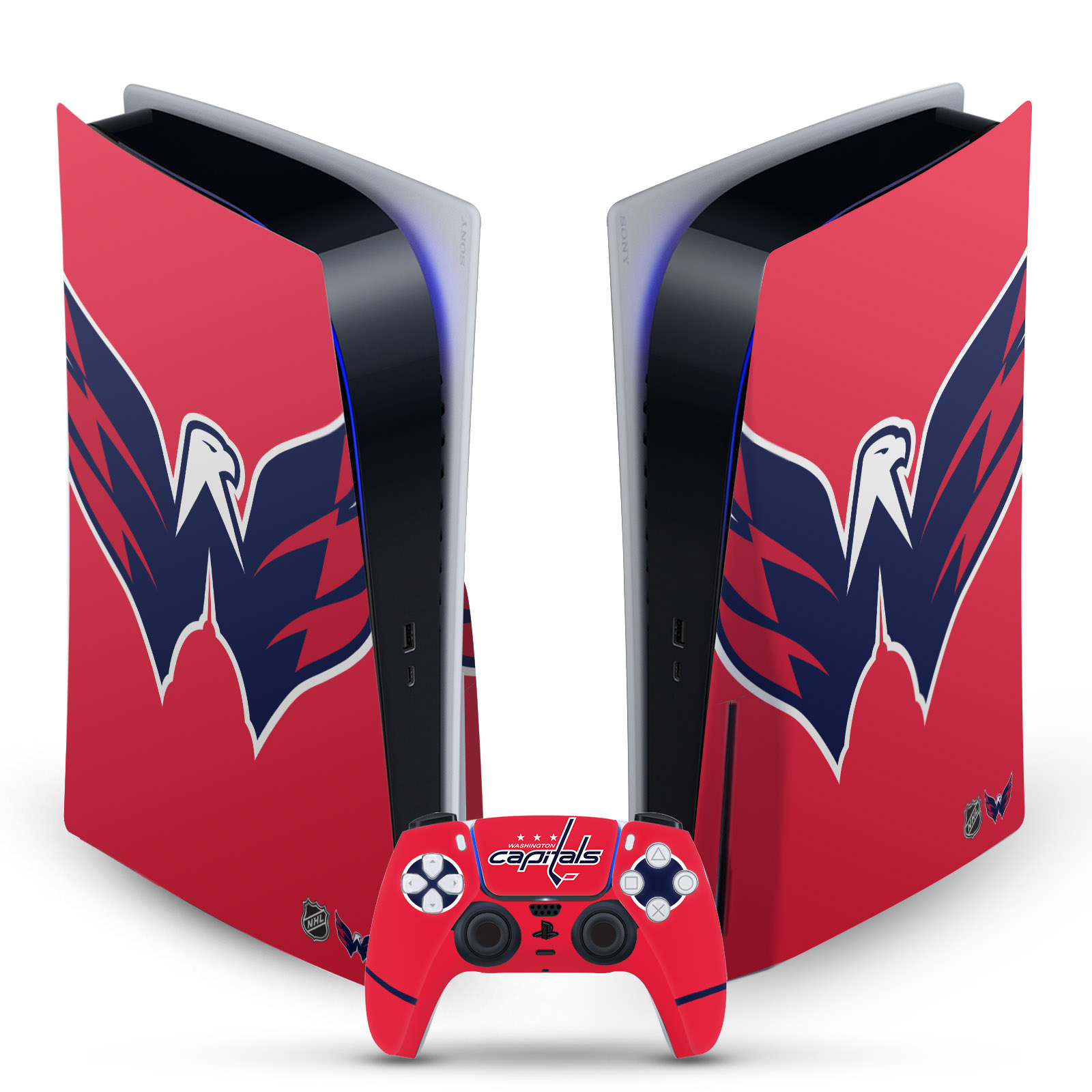 OFFICIAL NHL WASHINGTON CAPITALS VINYL SKIN FOR SONY PS5 DISC EDITION BUNDLE