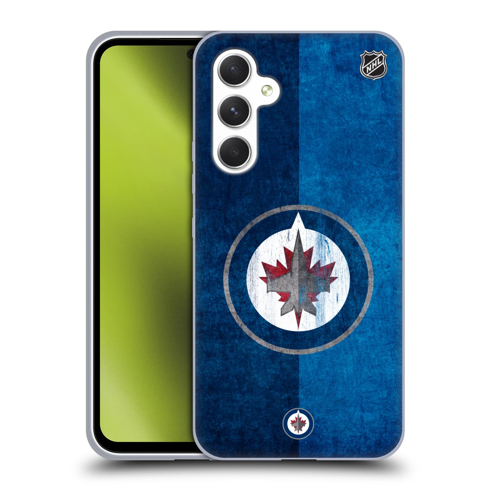 Silikonové pouzdro na mobil Samsung Galaxy A54 5G - NHL - Půlené logo Winnipeg Jets (Silikonový kryt, obal, pouzdro na mobilní telefon Samsung Galaxy A54 5G s licencovaným motivem NHL - Půlené logo Winnipeg Jets)