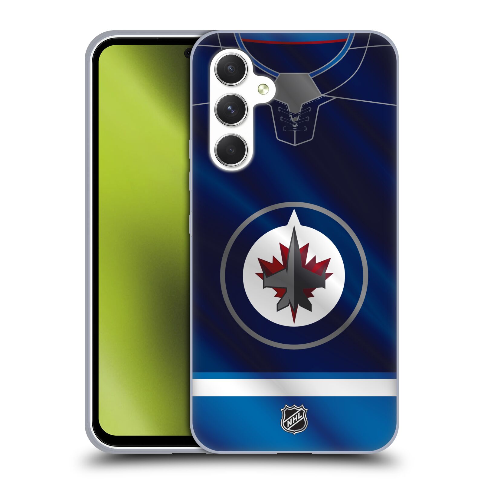 Silikonové pouzdro na mobil Samsung Galaxy A54 5G - NHL - Dres Winnipeg Jets (Silikonový kryt, obal, pouzdro na mobilní telefon Samsung Galaxy A54 5G s licencovaným motivem NHL - Dres Winnipeg Jets)
