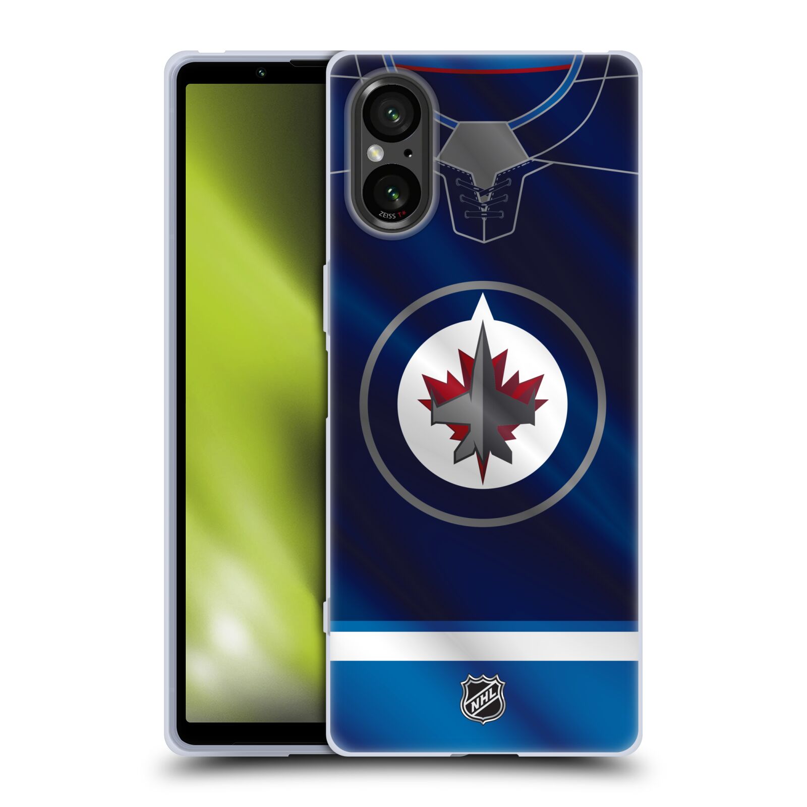 Silikonové pouzdro - Sony Xperia 5 V - NHL - Dres Winnipeg Jets (Silikonový kryt, obal, pouzdro na mobilní telefon Sony Xperia 5 V s licencovaným motivem NHL - Dres Winnipeg Jets)