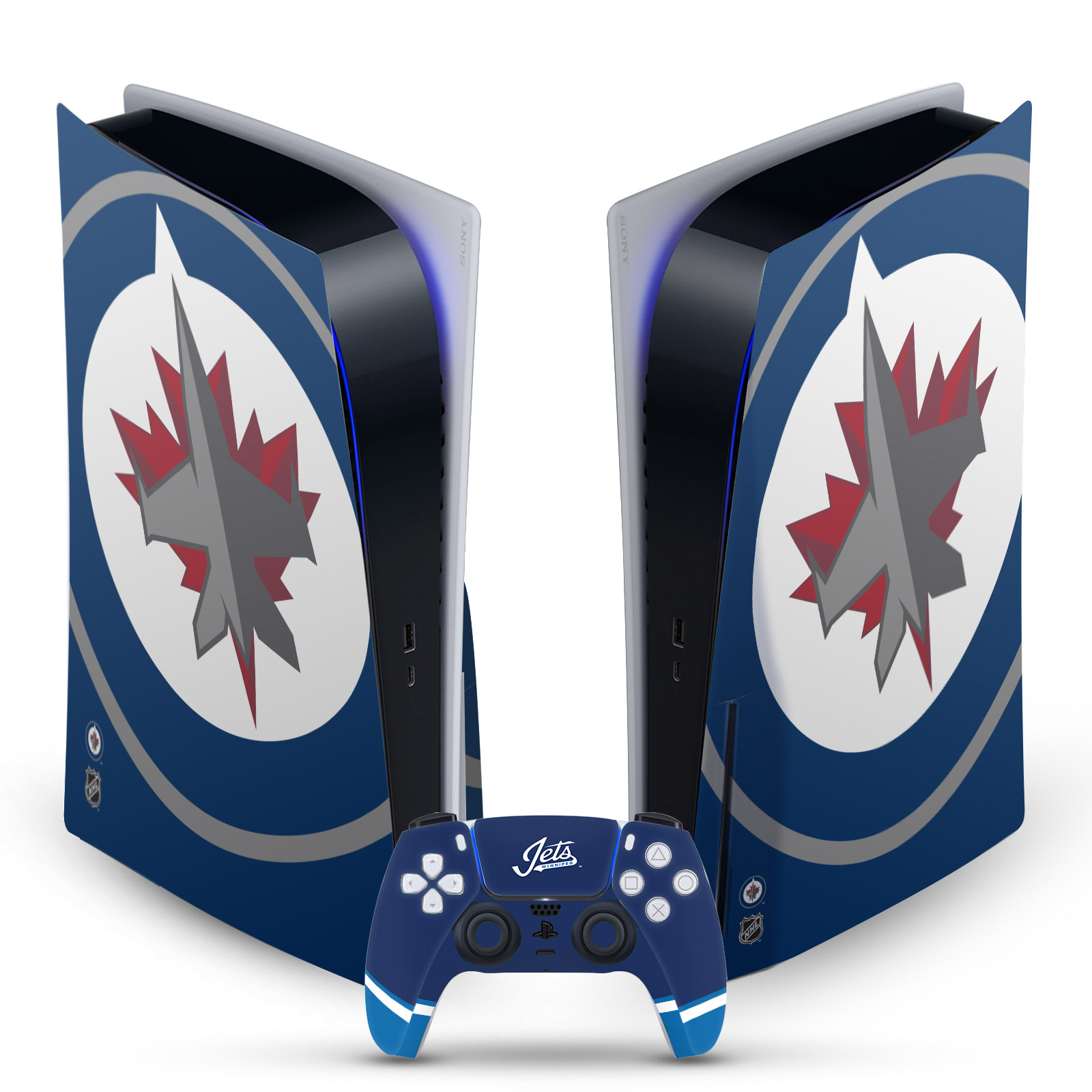 OFFICIAL NHL WINNIPEG JETS VINYL SKIN DECAL FOR SONY PS5 DISC EDITION BUNDLE