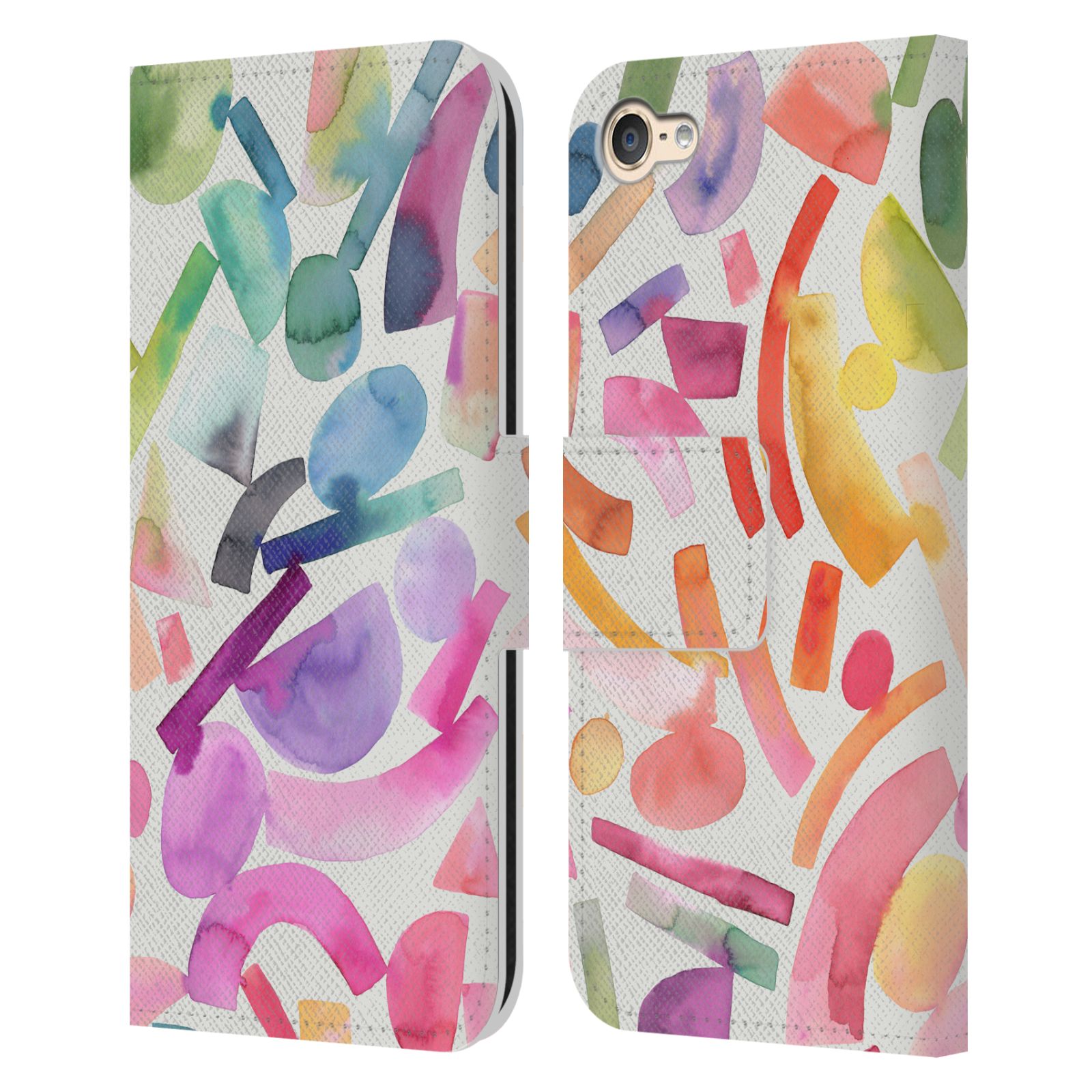 OFFICIAL NINOLA COLORFUL GEOMETRIC LEATHER BOOK CASE FOR APPLE iPOD TOUCH MP3 - Picture 10 of 14