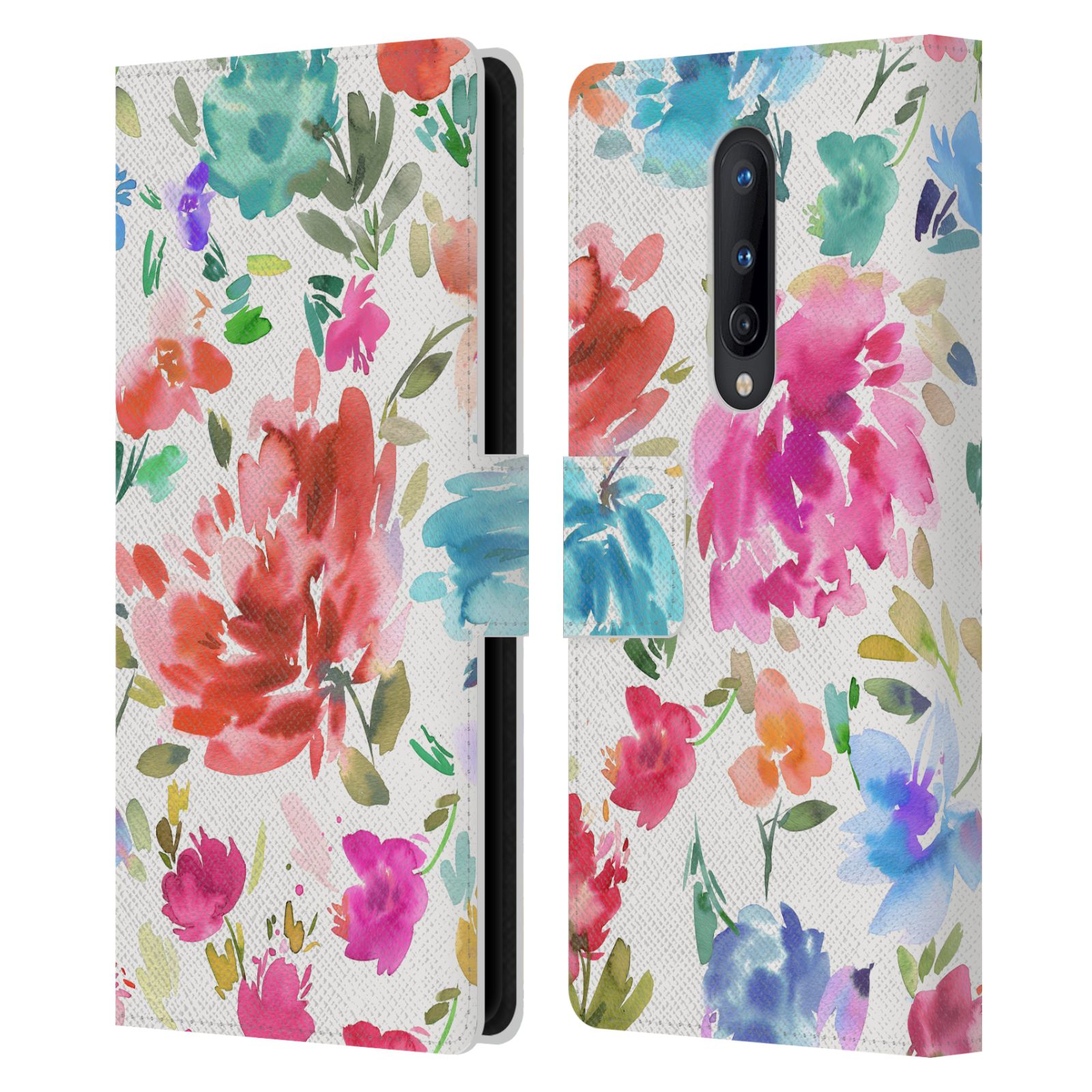 OFFICIAL NINOLA WATERCOLOR ARTISTIC FLOWERS LEATHER BOOK CASE FOR ONEPLUS PHONES - 第 7/12 張圖片