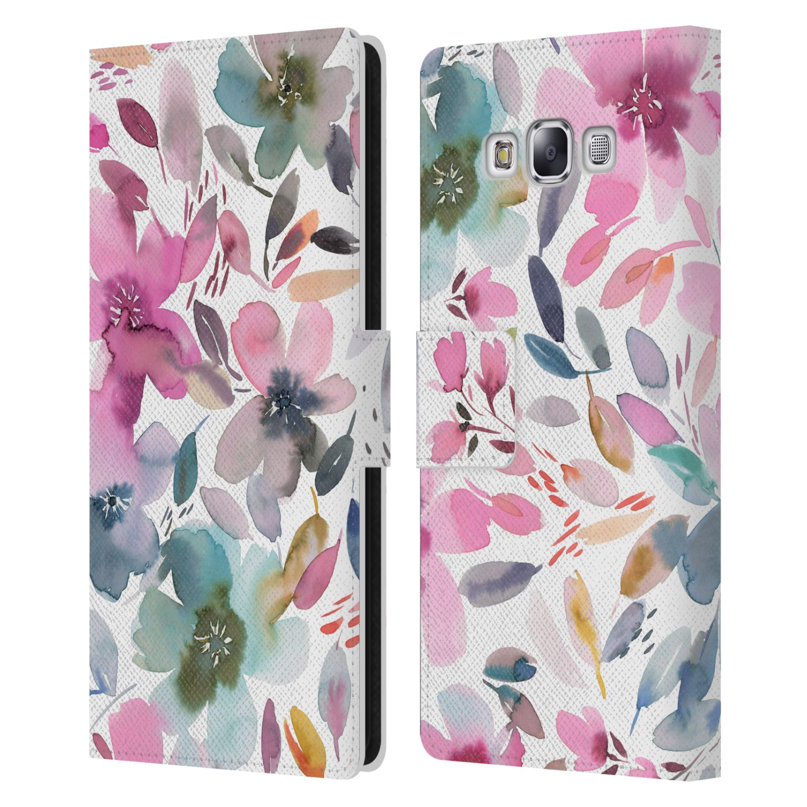 NINOLA WATERCOLOR ARTISTIC FLOWERS LEATHER BOOK WALLET CASE FOR SAMSUNG PHONES 3 - 第 11/12 張圖片