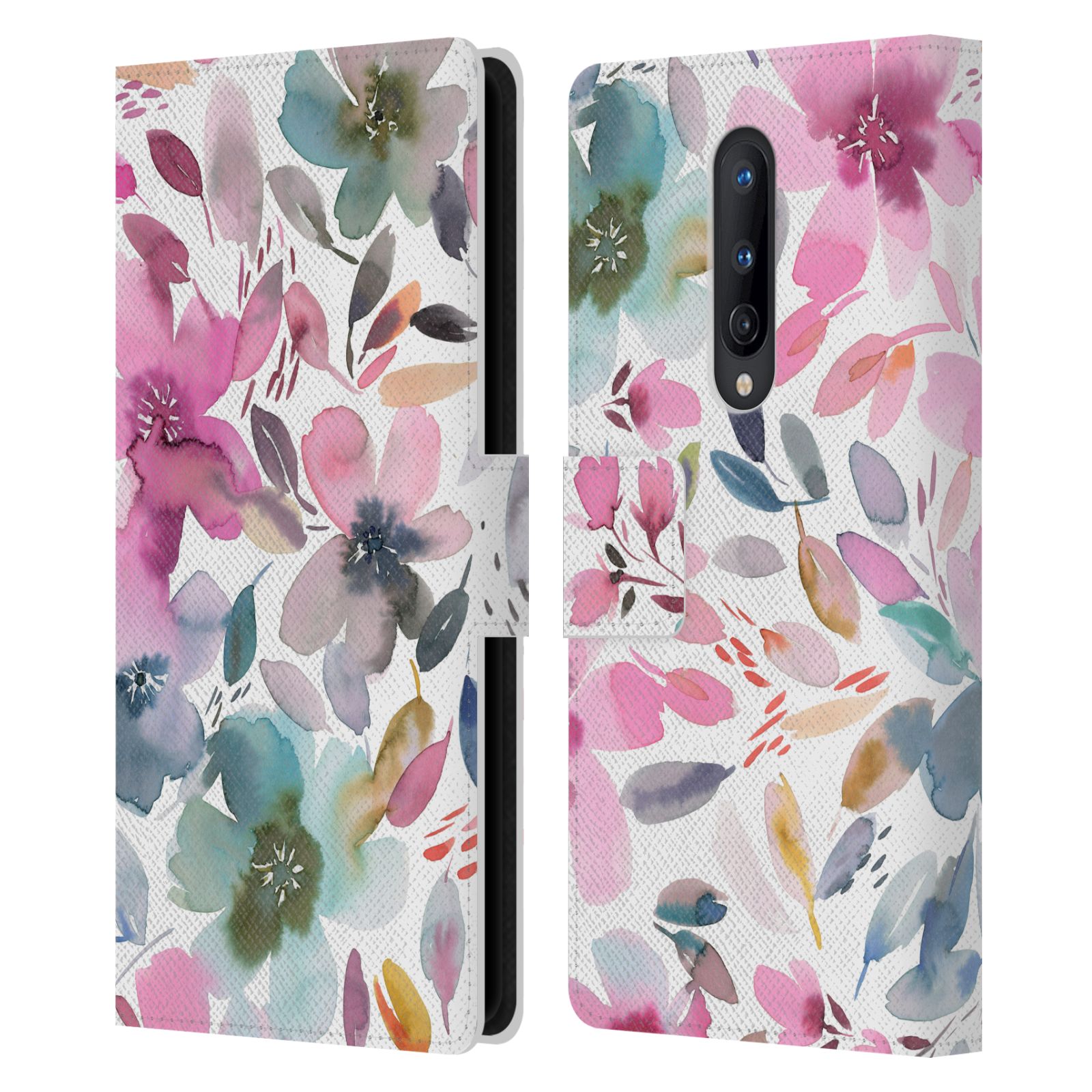 OFFICIAL NINOLA WATERCOLOR ARTISTIC FLOWERS LEATHER BOOK CASE FOR ONEPLUS PHONES - 第 11/12 張圖片