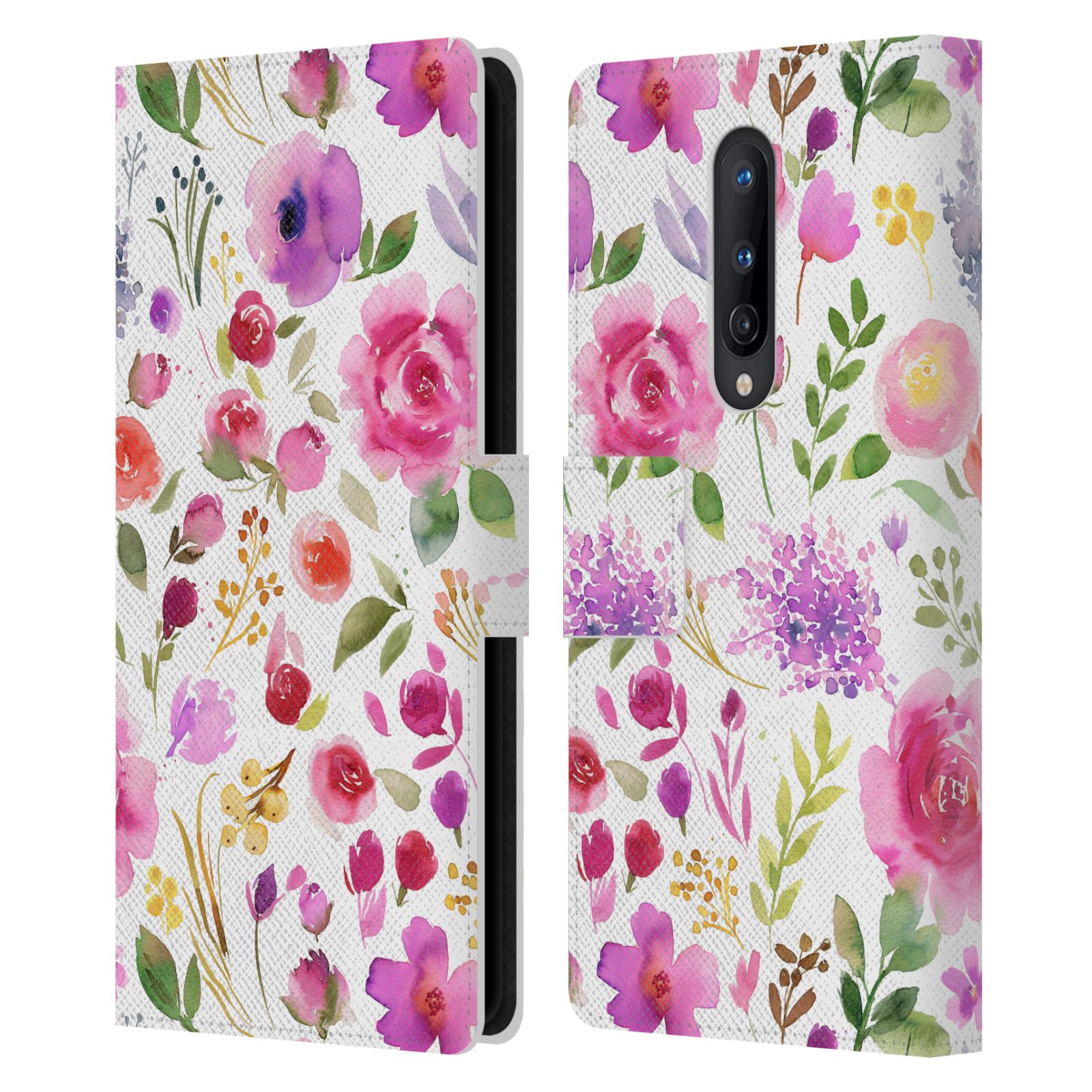OFFICIAL NINOLA WATERCOLOR ARTISTIC FLOWERS LEATHER BOOK CASE FOR ONEPLUS PHONES - 第 12/12 張圖片