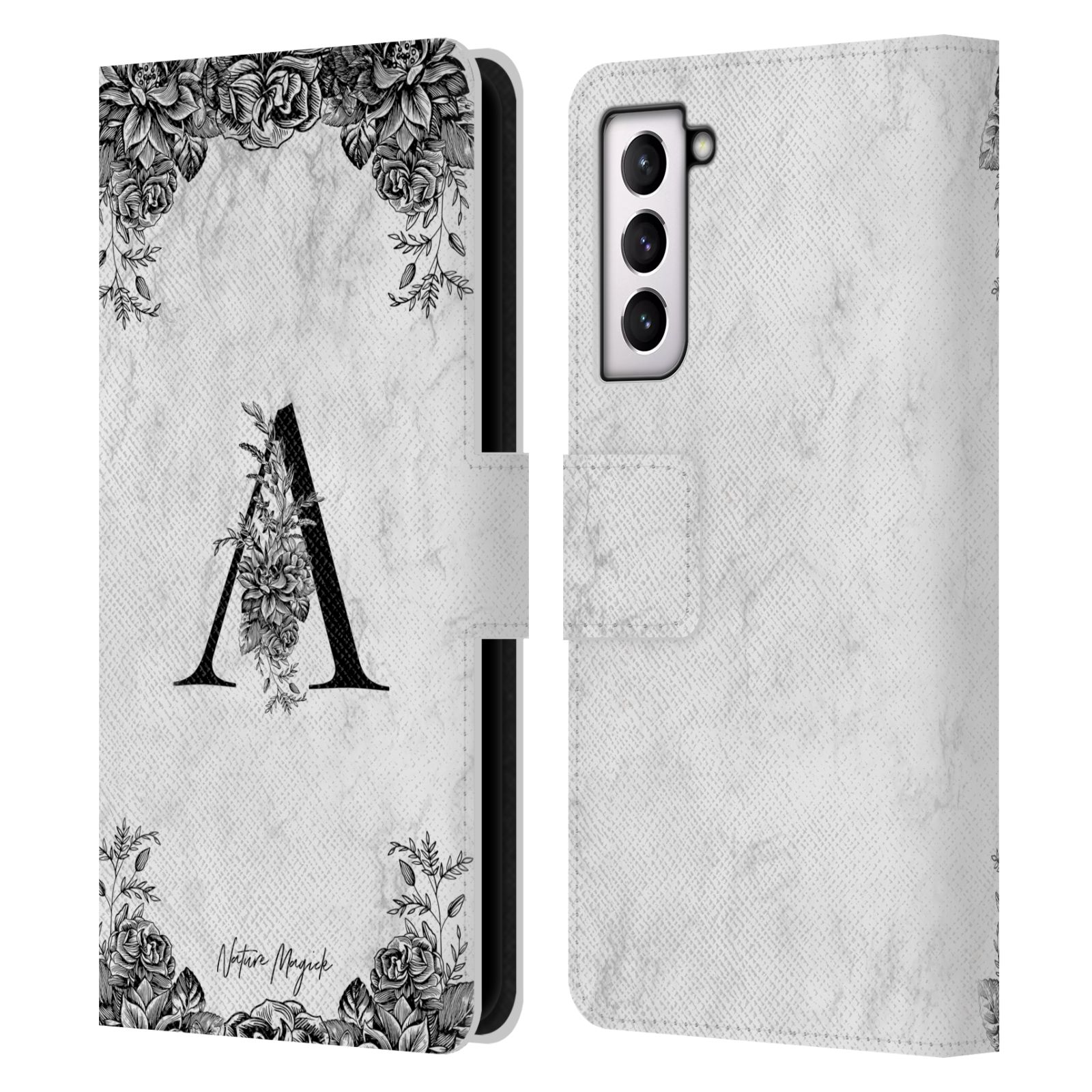 NATURE MAGICK B&W MARBLE MONOGRAM 1 LEATHER BOOK WALLET CASE FOR SAMSUNG PHONE 4 - Picture 7 of 19