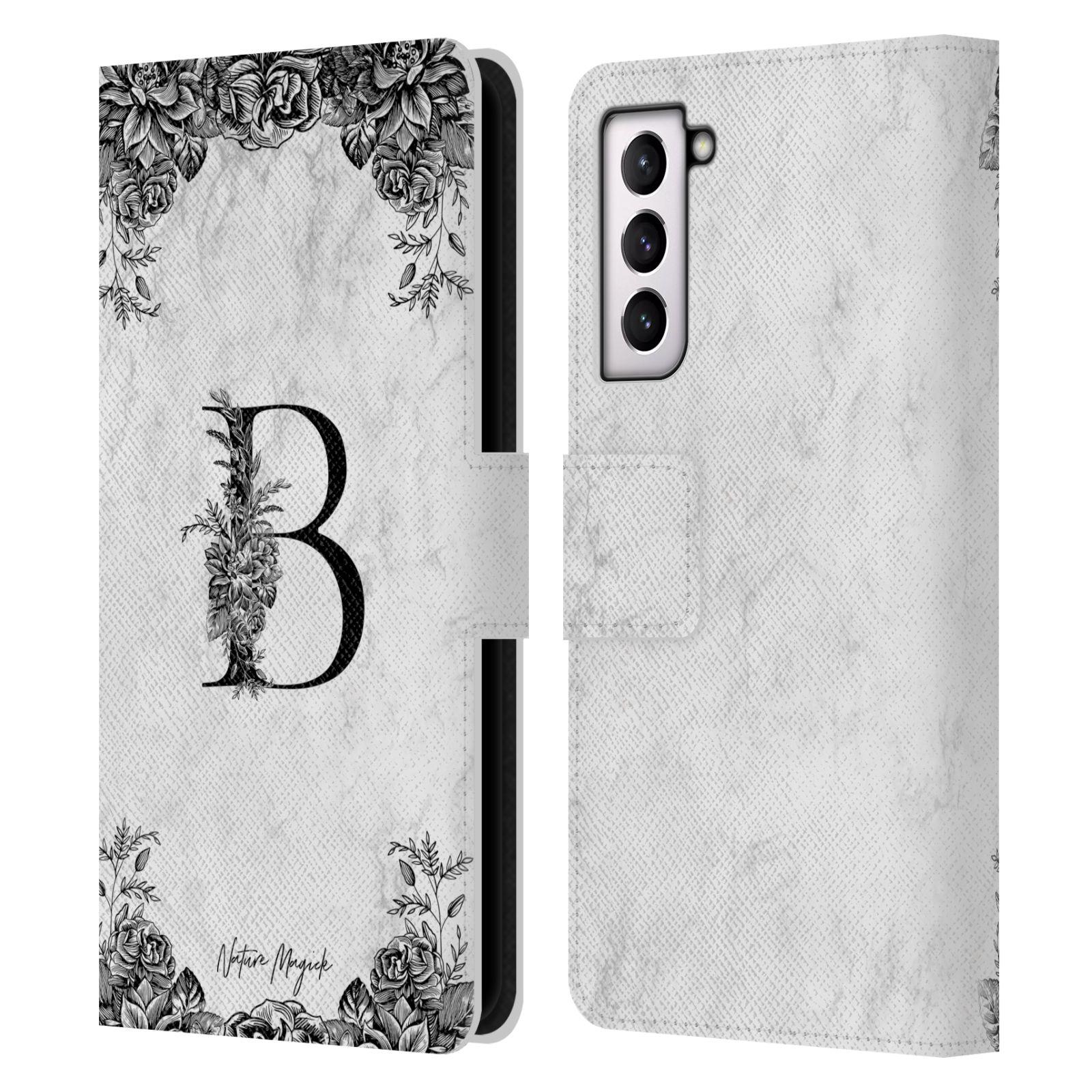NATURE MAGICK B&W MARBLE MONOGRAM 1 LEATHER BOOK WALLET CASE FOR SAMSUNG PHONE 4 - Picture 8 of 19