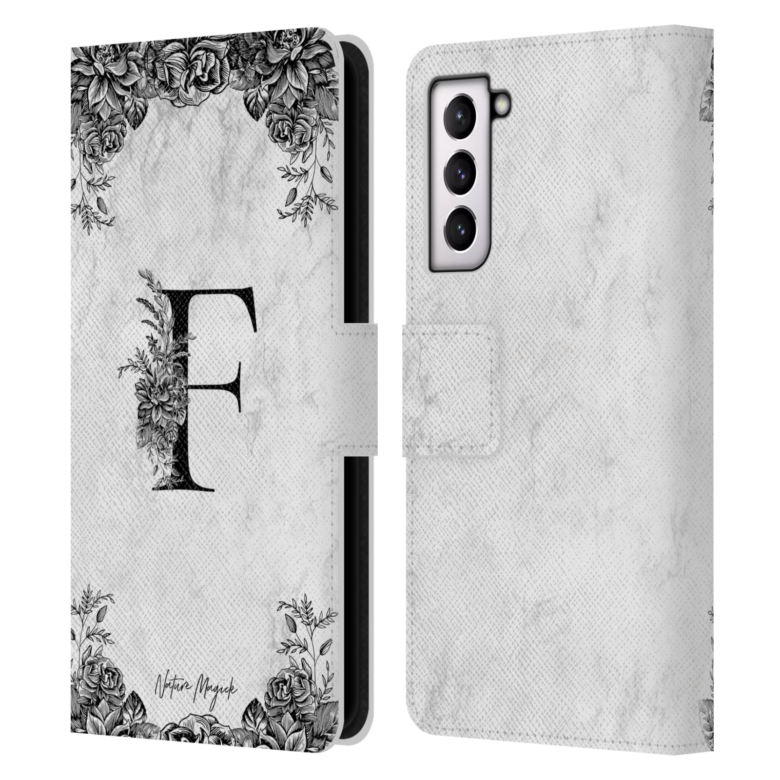 NATURE MAGICK B&W MARBLE MONOGRAM 1 LEATHER BOOK WALLET CASE FOR SAMSUNG PHONE 4 - Picture 12 of 19