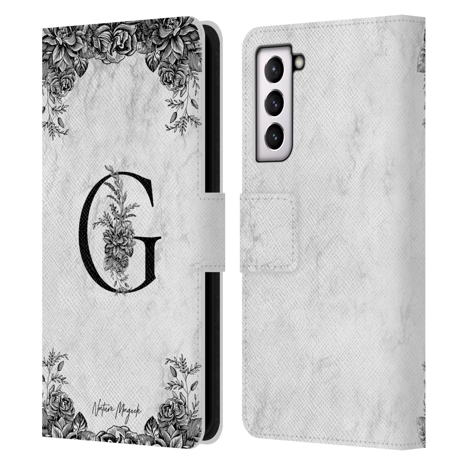 NATURE MAGICK B&W MARBLE MONOGRAM 1 LEATHER BOOK WALLET CASE FOR SAMSUNG PHONE 4 - Picture 13 of 19
