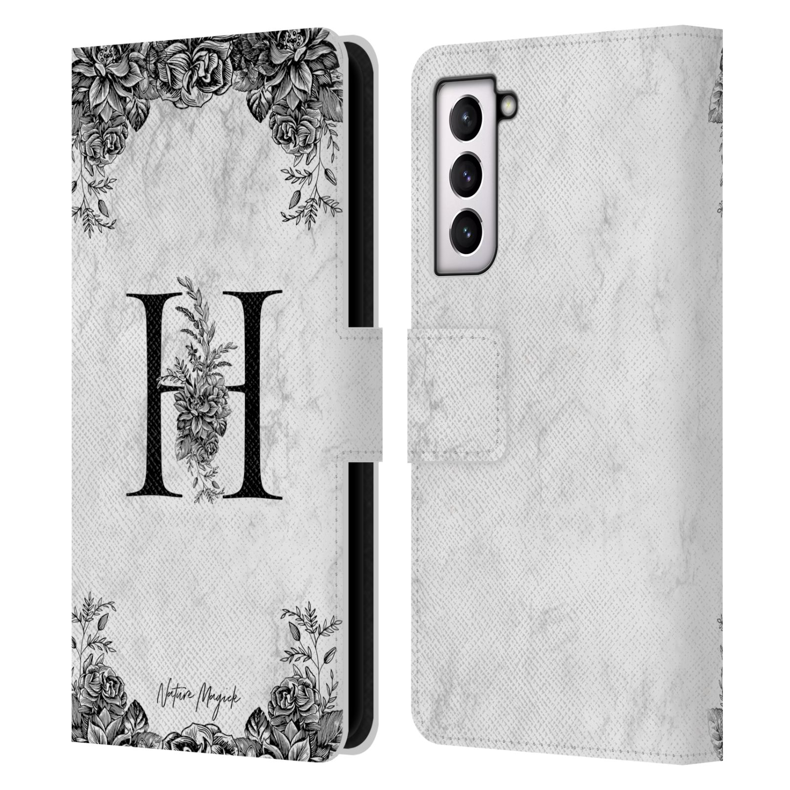 NATURE MAGICK B&W MARBLE MONOGRAM 1 LEATHER BOOK WALLET CASE FOR SAMSUNG PHONE 4 - Picture 14 of 19