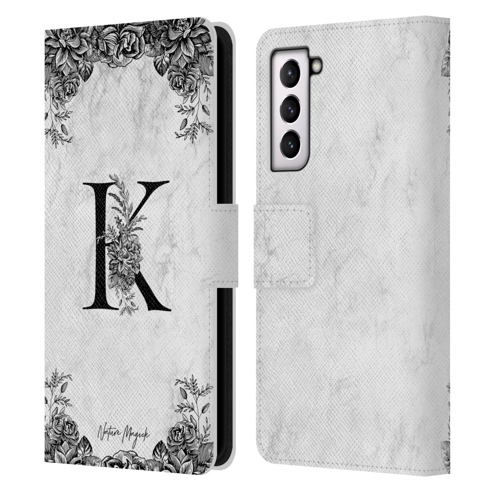 NATURE MAGICK B&W MARBLE MONOGRAM 1 LEATHER BOOK WALLET CASE FOR SAMSUNG PHONE 4 - Picture 17 of 19