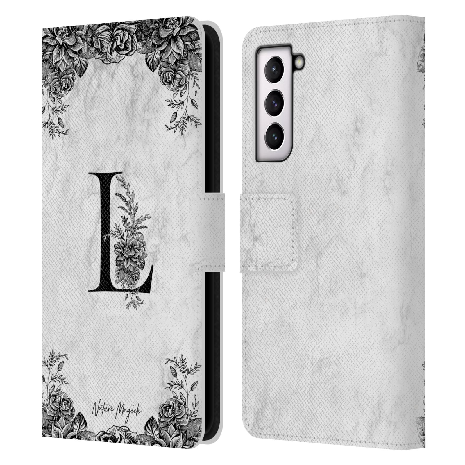 NATURE MAGICK B&W MARBLE MONOGRAM 1 LEATHER BOOK WALLET CASE FOR SAMSUNG PHONE 4 - Picture 18 of 19