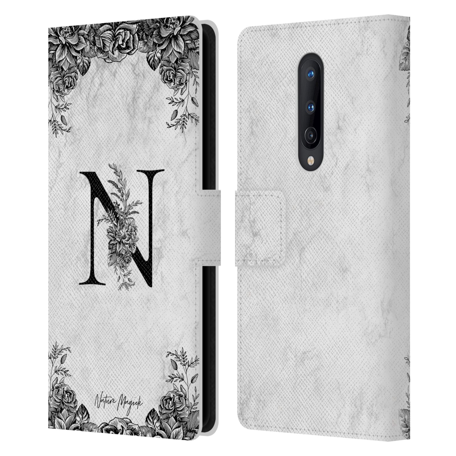NATURE MAGICK B&W MARBLE MONOGRAM 2 LEATHER BOOK WALLET CASE FOR ONEPLUS PHONES - Picture 7 of 18