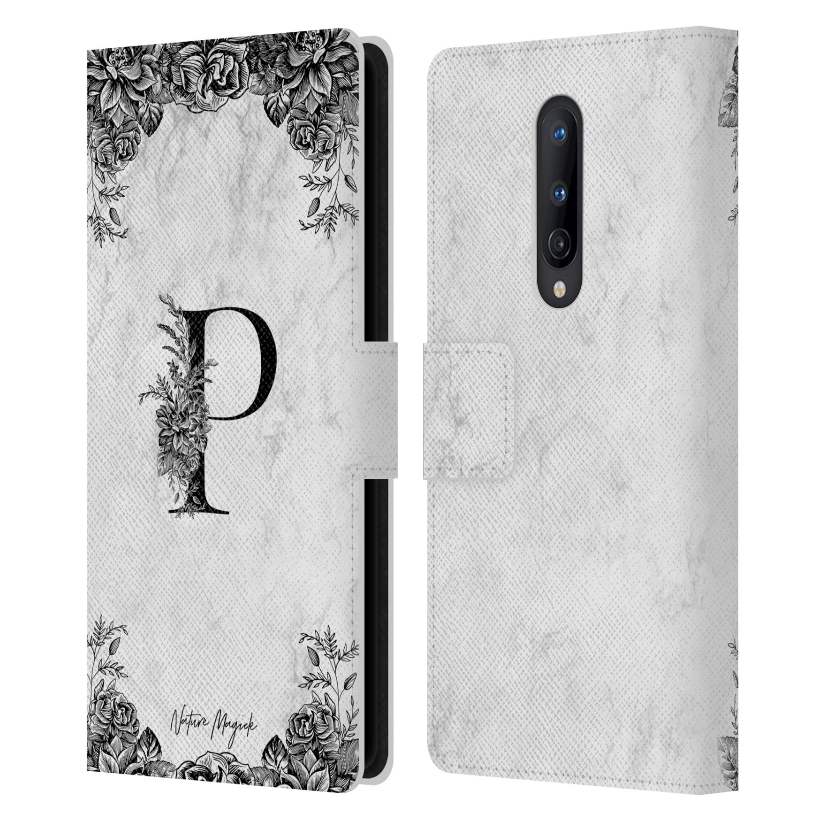 NATURE MAGICK B&W MARBLE MONOGRAM 2 LEATHER BOOK WALLET CASE FOR ONEPLUS PHONES - Picture 9 of 18