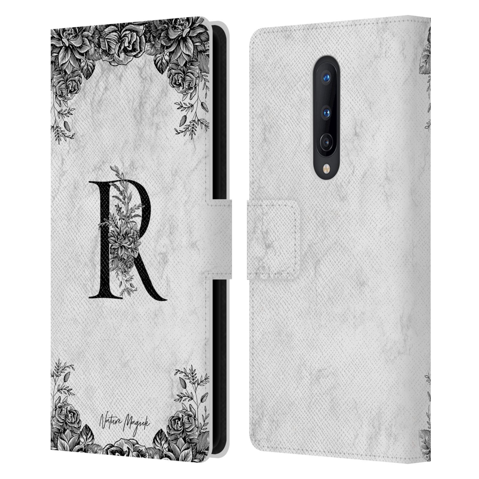 NATURE MAGICK B&W MARBLE MONOGRAM 2 LEATHER BOOK WALLET CASE FOR ONEPLUS PHONES - Picture 10 of 18