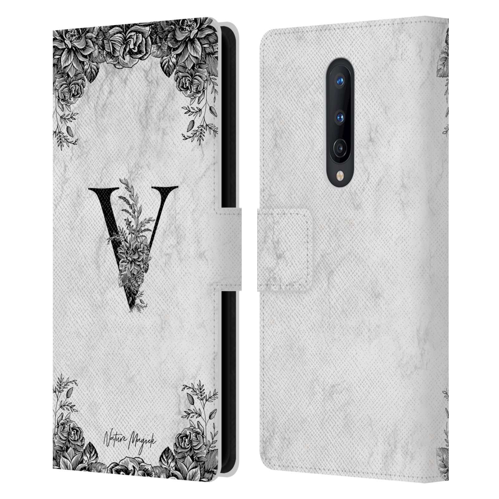 NATURE MAGICK B&W MARBLE MONOGRAM 2 LEATHER BOOK WALLET CASE FOR ONEPLUS PHONES - Picture 14 of 18
