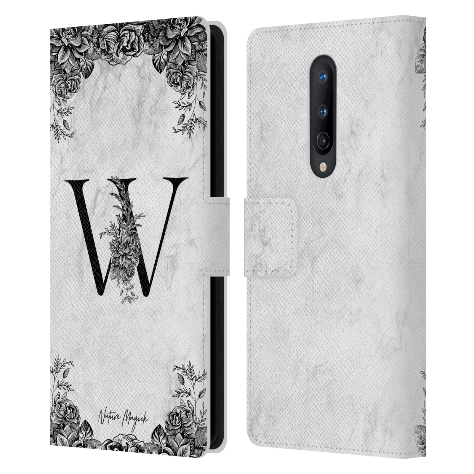 NATURE MAGICK B&W MARBLE MONOGRAM 2 LEATHER BOOK WALLET CASE FOR ONEPLUS PHONES - Picture 15 of 18