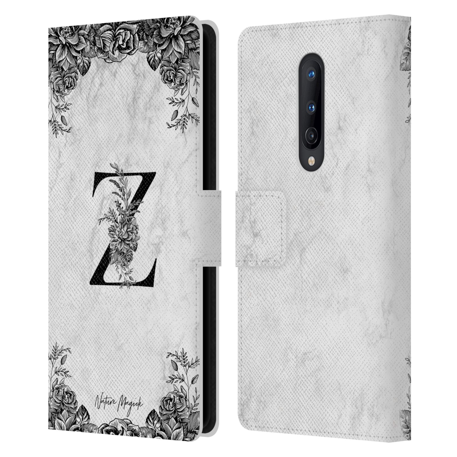 NATURE MAGICK B&W MARBLE MONOGRAM 2 LEATHER BOOK WALLET CASE FOR ONEPLUS PHONES - Picture 18 of 18