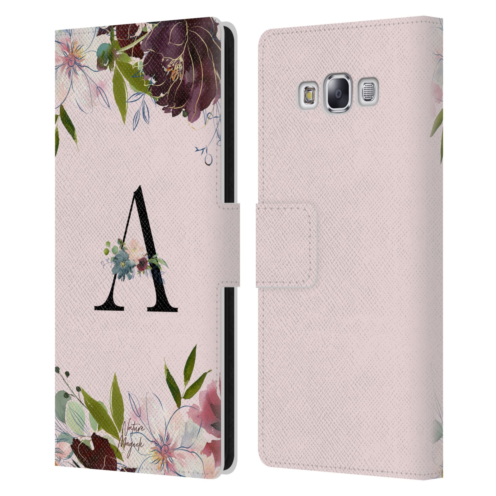 NATURE MAGICK FLORAL BLACK MONOGRAM 1 LEATHER BOOK CASE FOR SAMSUNG PHONES 3 - Picture 7 of 18