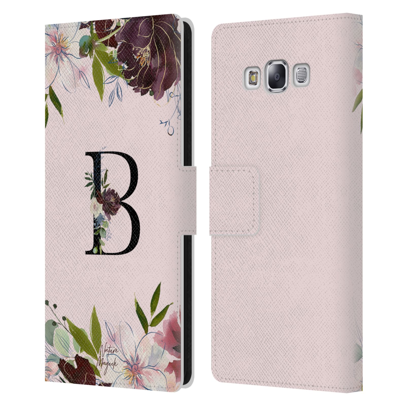 NATURE MAGICK FLORAL BLACK MONOGRAM 1 LEATHER BOOK CASE FOR SAMSUNG PHONES 3 - Picture 8 of 18