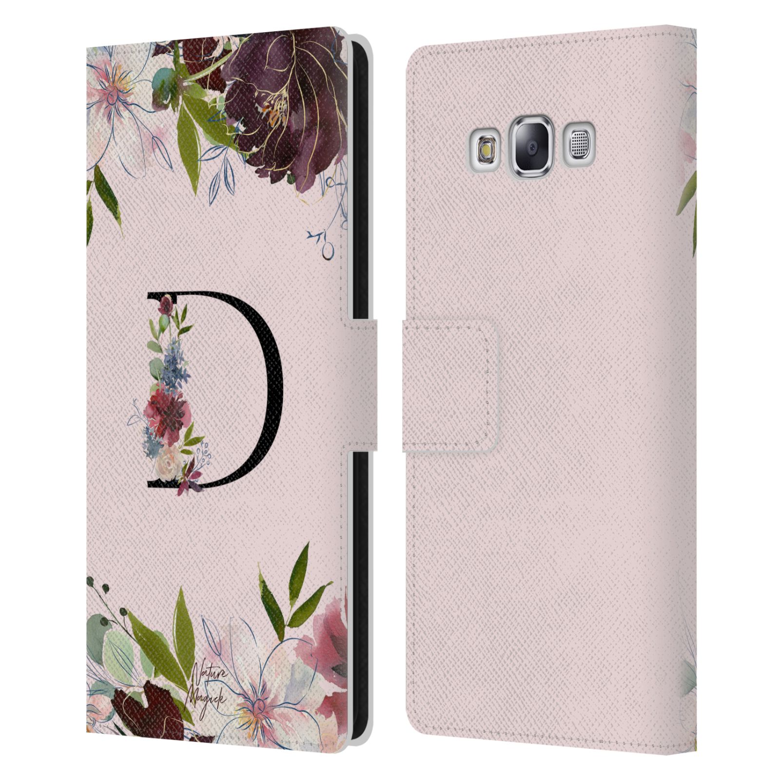 NATURE MAGICK FLORAL BLACK MONOGRAM 1 LEATHER BOOK CASE FOR SAMSUNG PHONES 3 - Picture 10 of 18