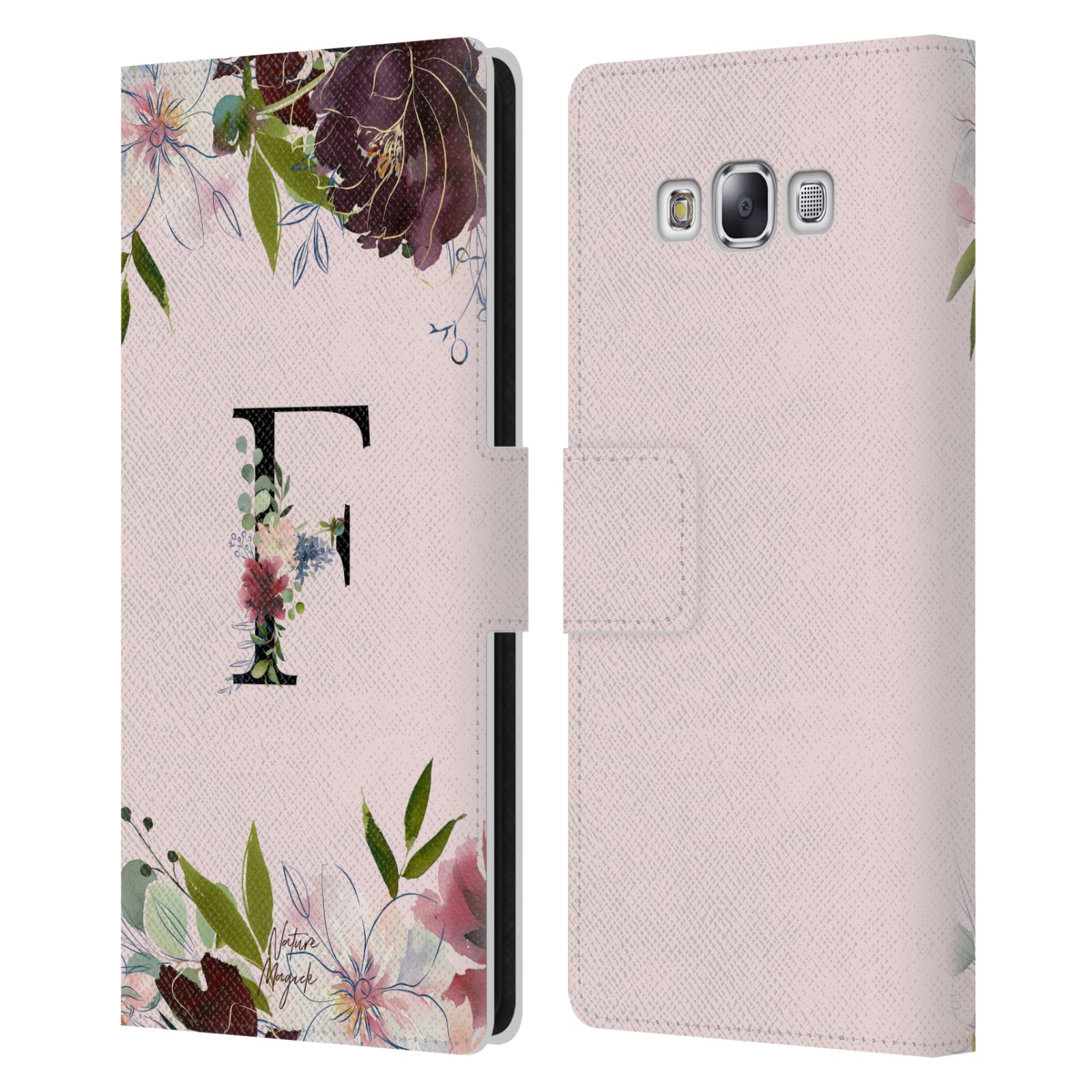 NATURE MAGICK FLORAL BLACK MONOGRAM 1 LEATHER BOOK CASE FOR SAMSUNG PHONES 3 - Picture 12 of 18