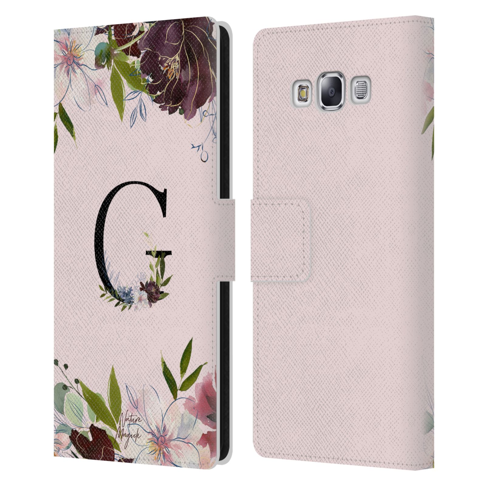 NATURE MAGICK FLORAL BLACK MONOGRAM 1 LEATHER BOOK CASE FOR SAMSUNG PHONES 3 - Picture 13 of 18