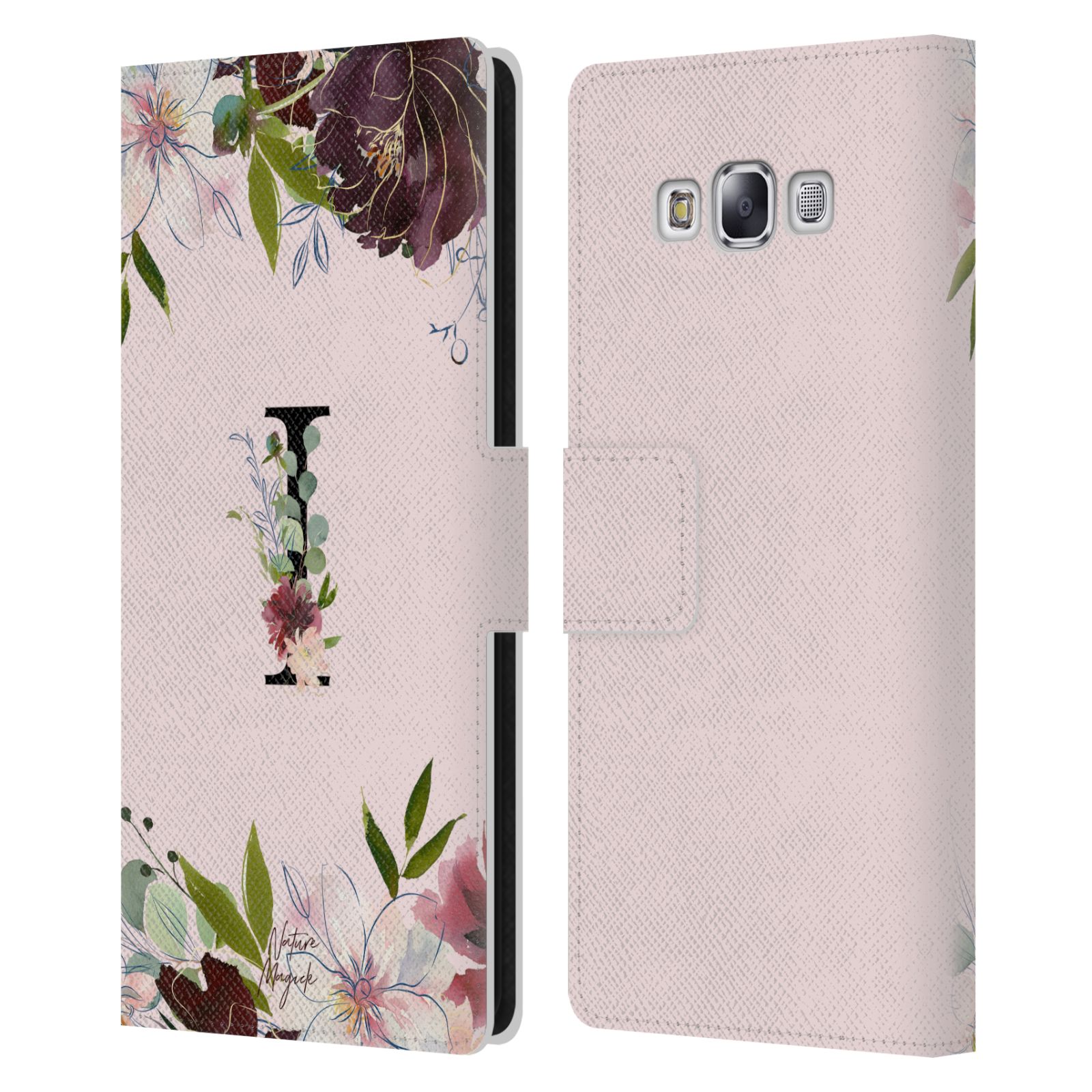 NATURE MAGICK FLORAL BLACK MONOGRAM 1 LEATHER BOOK CASE FOR SAMSUNG PHONES 3 - Picture 15 of 18