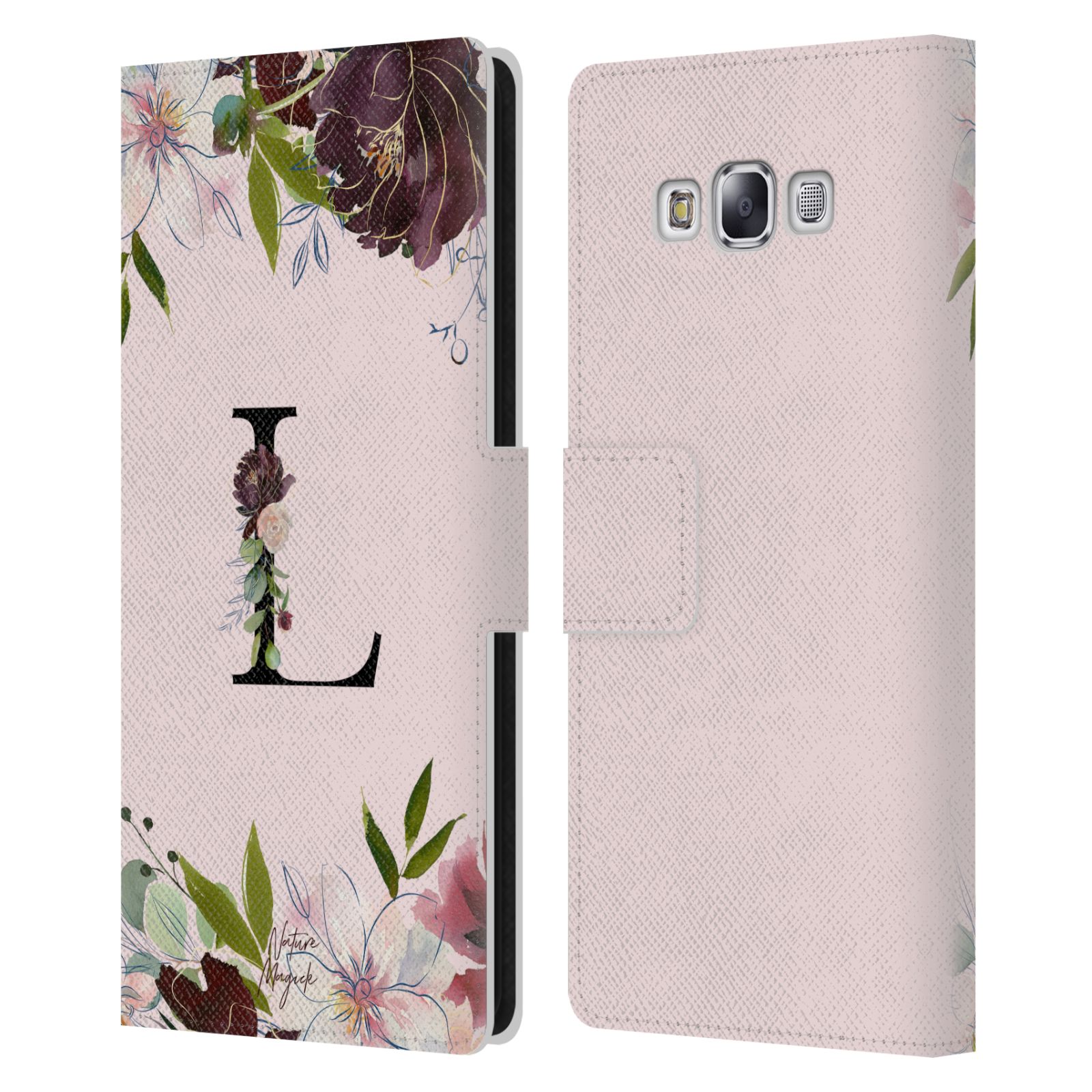 NATURE MAGICK FLORAL BLACK MONOGRAM 1 LEATHER BOOK CASE FOR SAMSUNG PHONES 3 - Picture 18 of 18