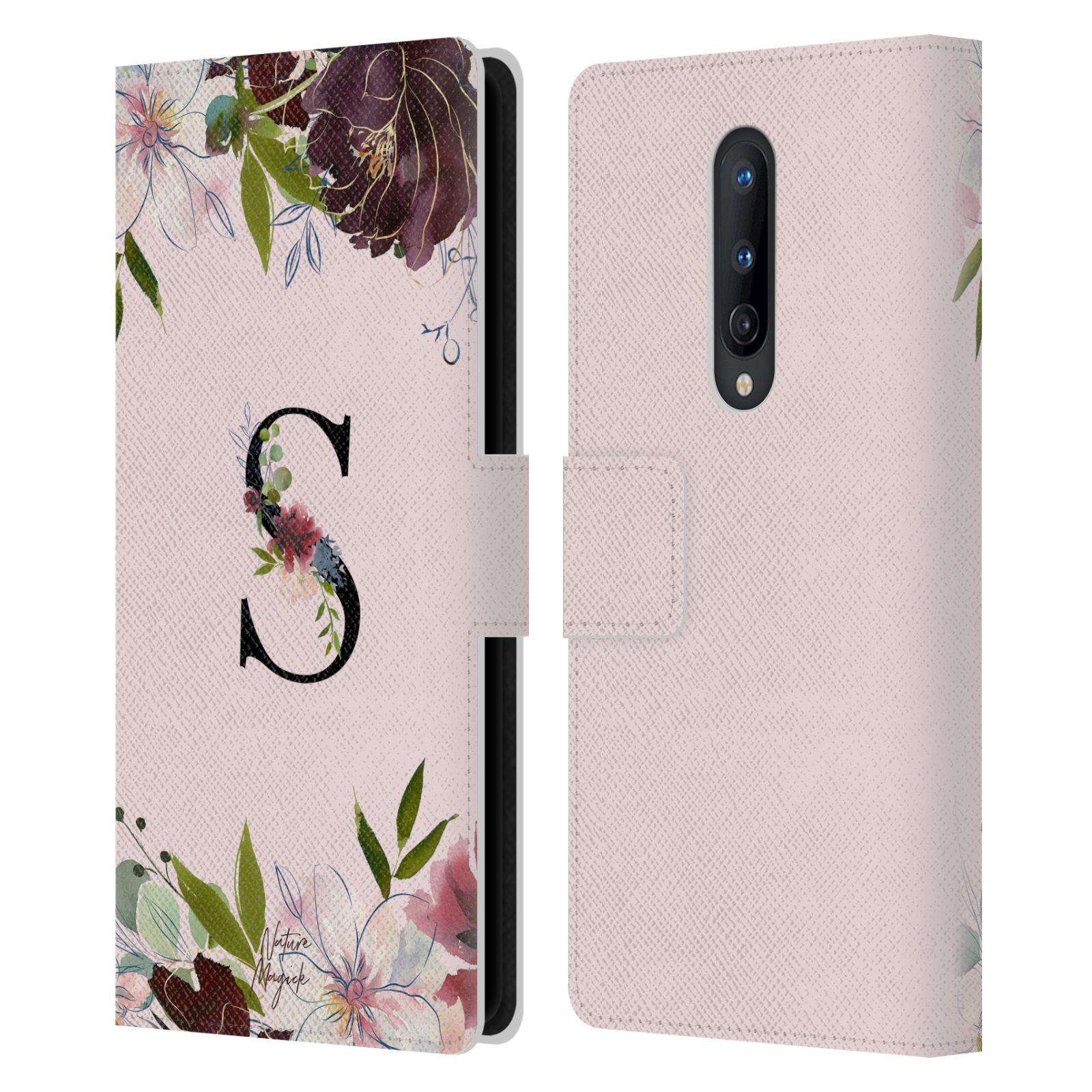 NATURE MAGICK FLORAL BLACK MONOGRAM 2 LEATHER BOOK CASE FOR ONEPLUS PHONES - Picture 11 of 18