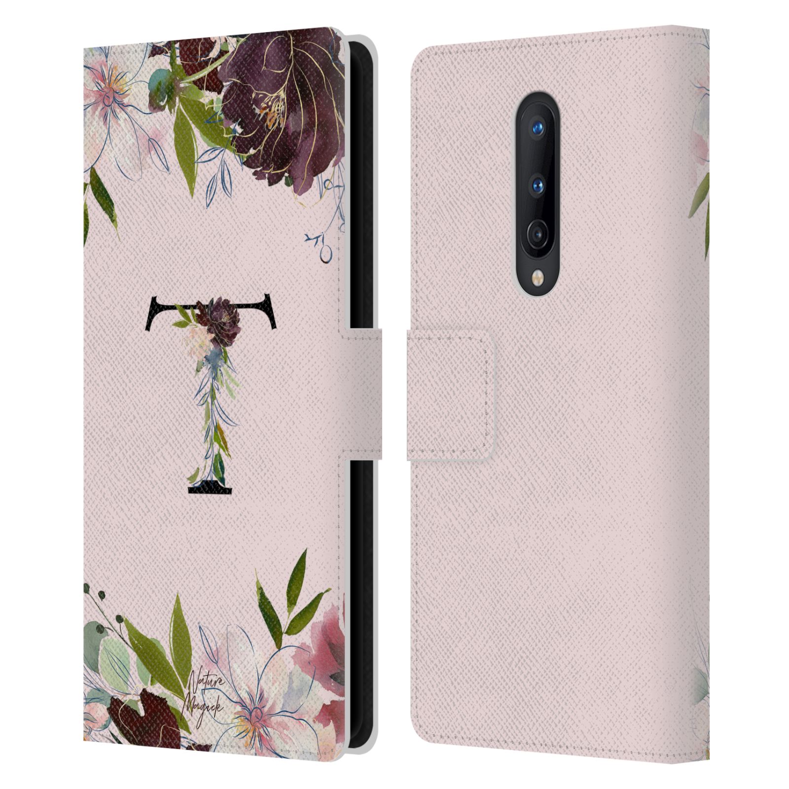 NATURE MAGICK FLORAL BLACK MONOGRAM 2 LEATHER BOOK CASE FOR ONEPLUS PHONES - Picture 12 of 18
