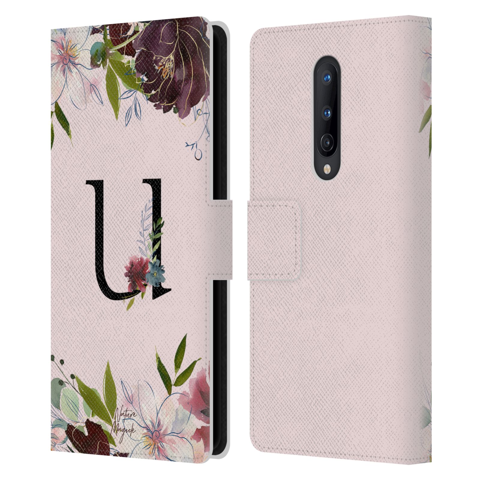 NATURE MAGICK FLORAL BLACK MONOGRAM 2 LEATHER BOOK CASE FOR ONEPLUS PHONES - Picture 13 of 18