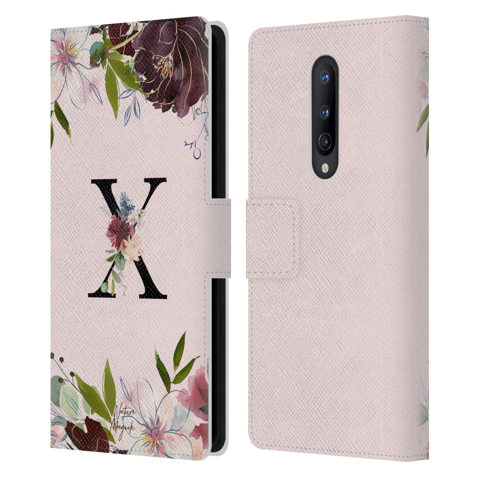 NATURE MAGICK FLORAL BLACK MONOGRAM 2 LEATHER BOOK CASE FOR ONEPLUS PHONES - Picture 16 of 18