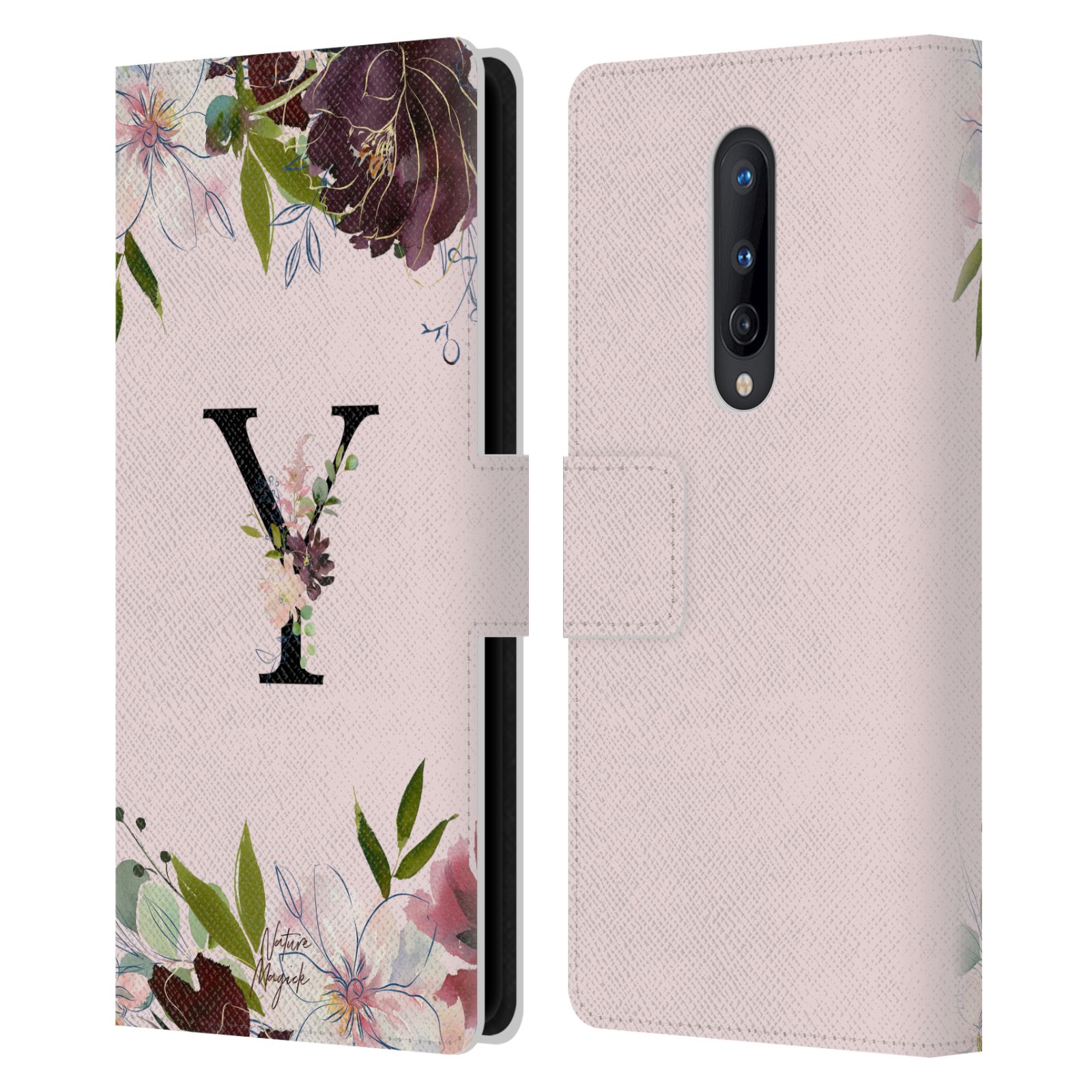 NATURE MAGICK FLORAL BLACK MONOGRAM 2 LEATHER BOOK CASE FOR ONEPLUS PHONES - Picture 17 of 18
