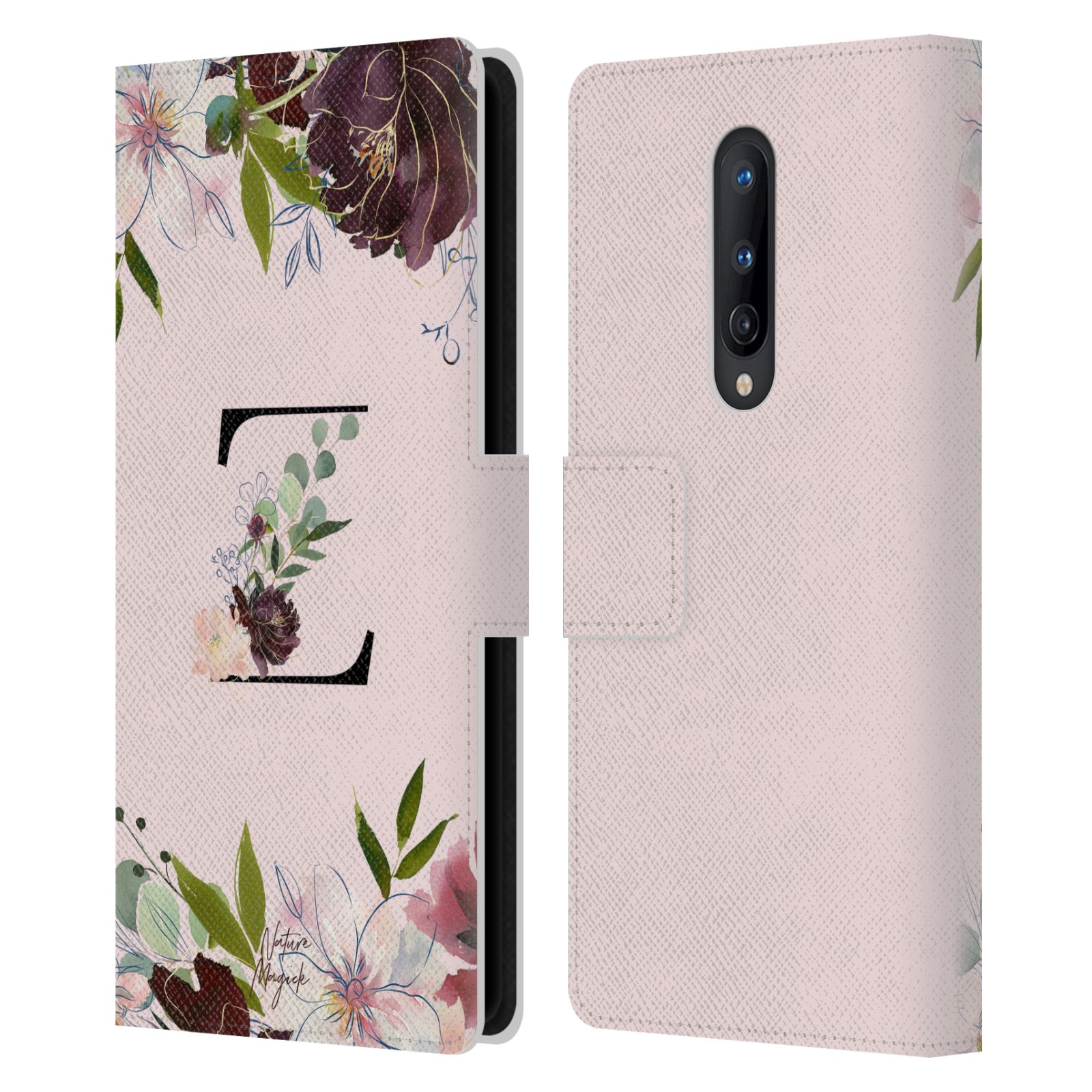 NATURE MAGICK FLORAL BLACK MONOGRAM 2 LEATHER BOOK CASE FOR ONEPLUS PHONES - Picture 18 of 18