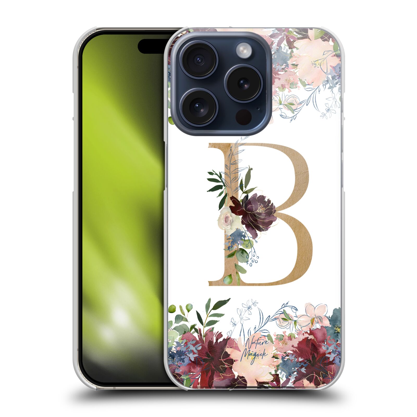 NATURE MAGICK FLOWERS MONOGRAM FLORAL GOLD CASE FOR APPLE iPHONE PHONES - Picture 9 of 16
