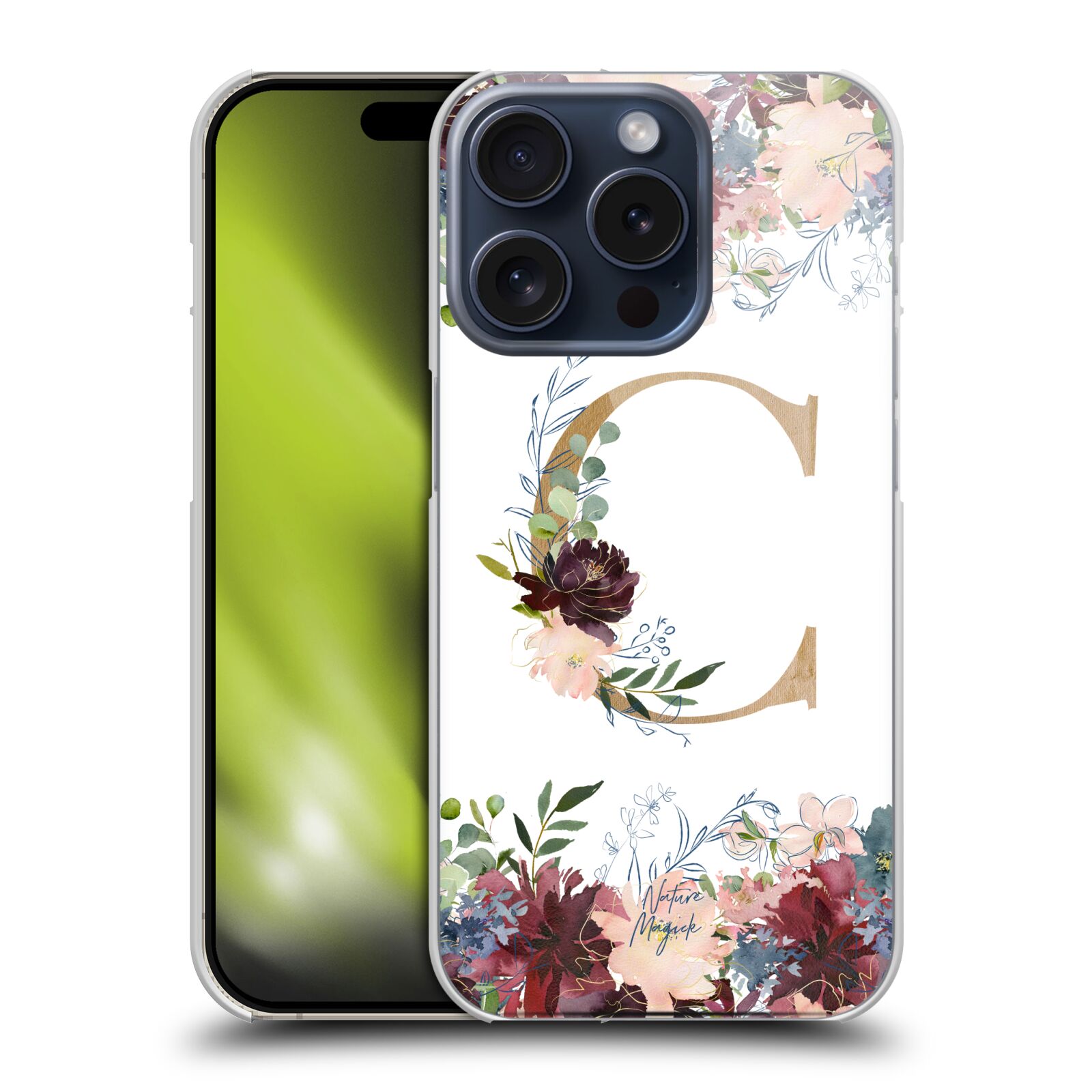 NATURE MAGICK FLOWERS MONOGRAM FLORAL GOLD CASE FOR APPLE iPHONE PHONES - Picture 10 of 16